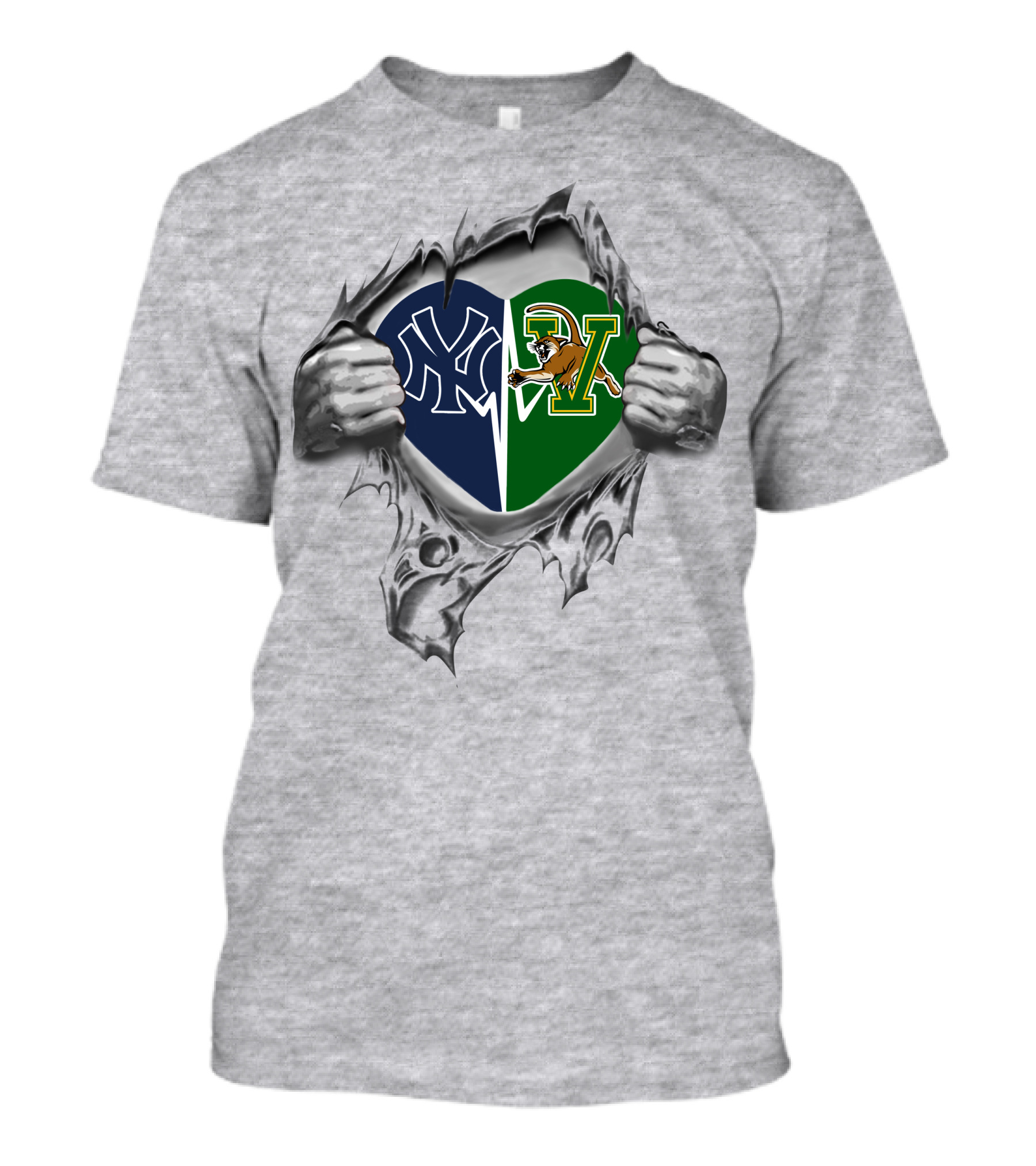 Yankees Vermont Catamounts Heart Logo Fusion T-Shirt