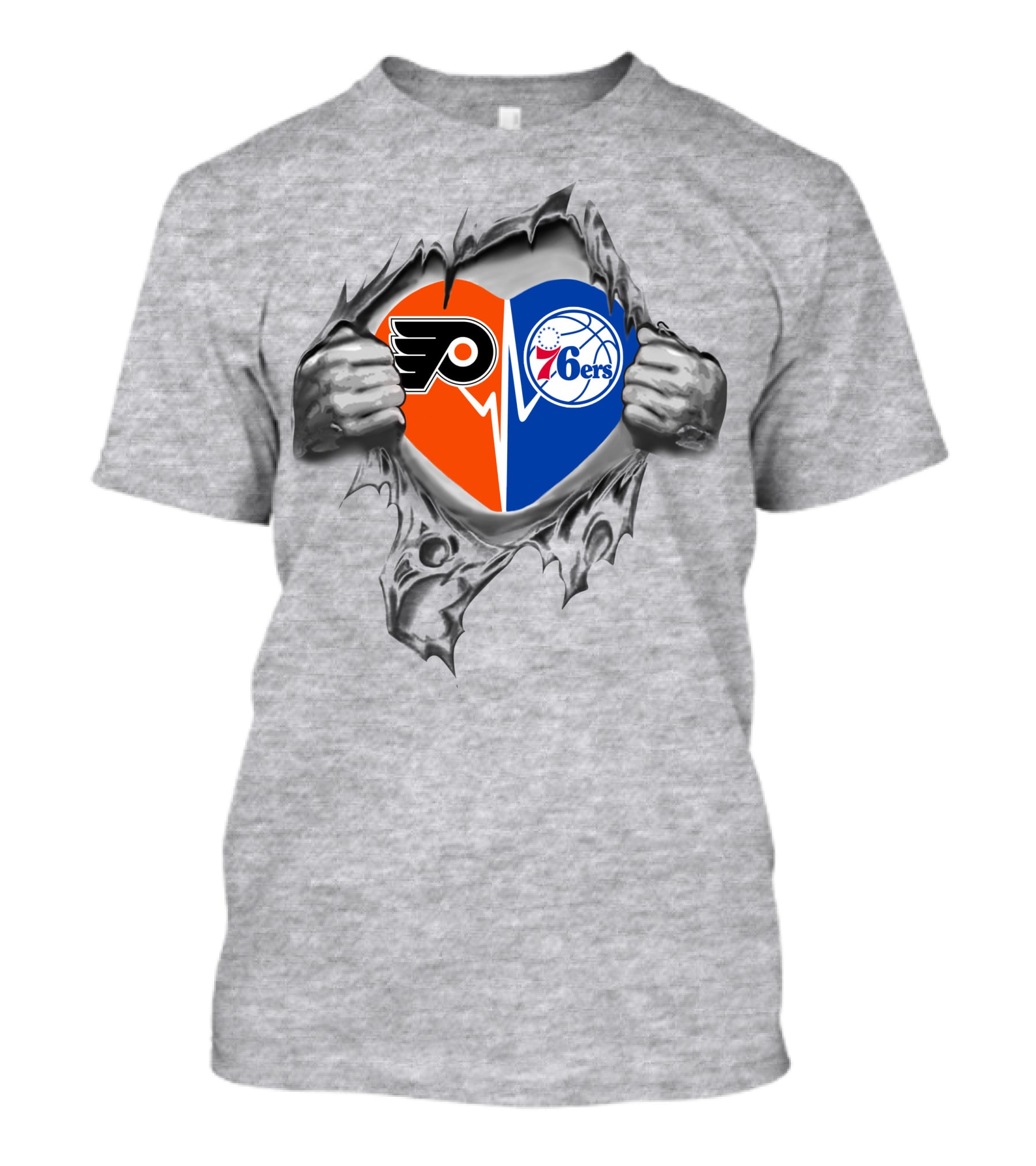 Philadelphia 76ers Flyers Heart Logo Split T-Shirt