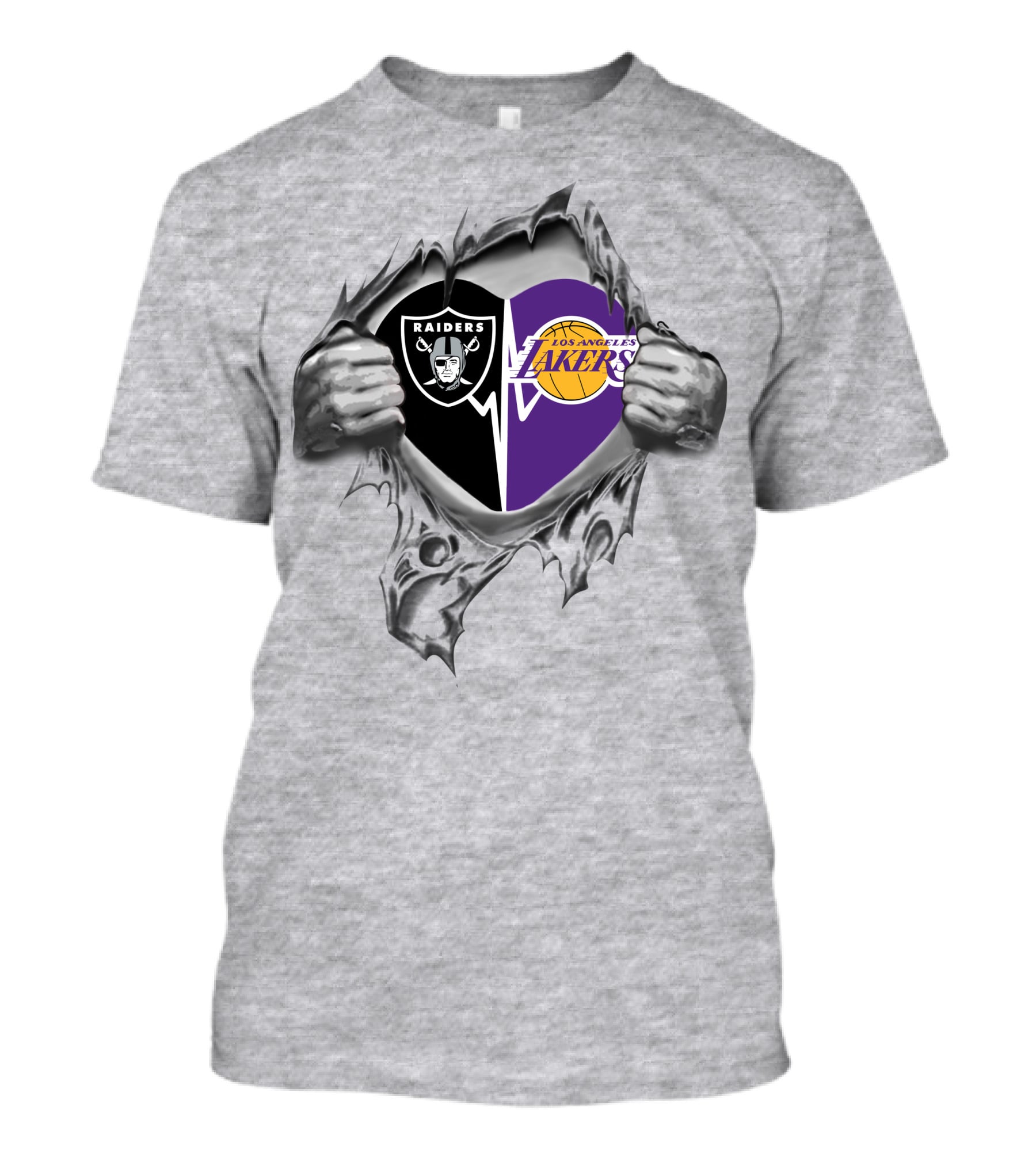 Raiders Lakers Heart Logo Fusion T-Shirt