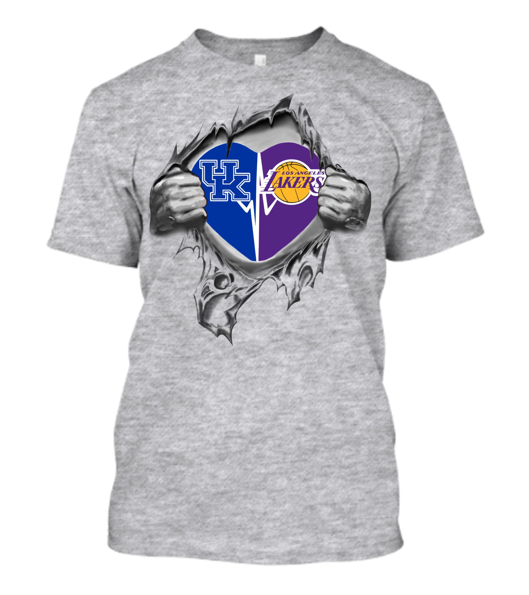 Kentucky Wildcats Los Angeles Lakers Heart Tear T-Shirt