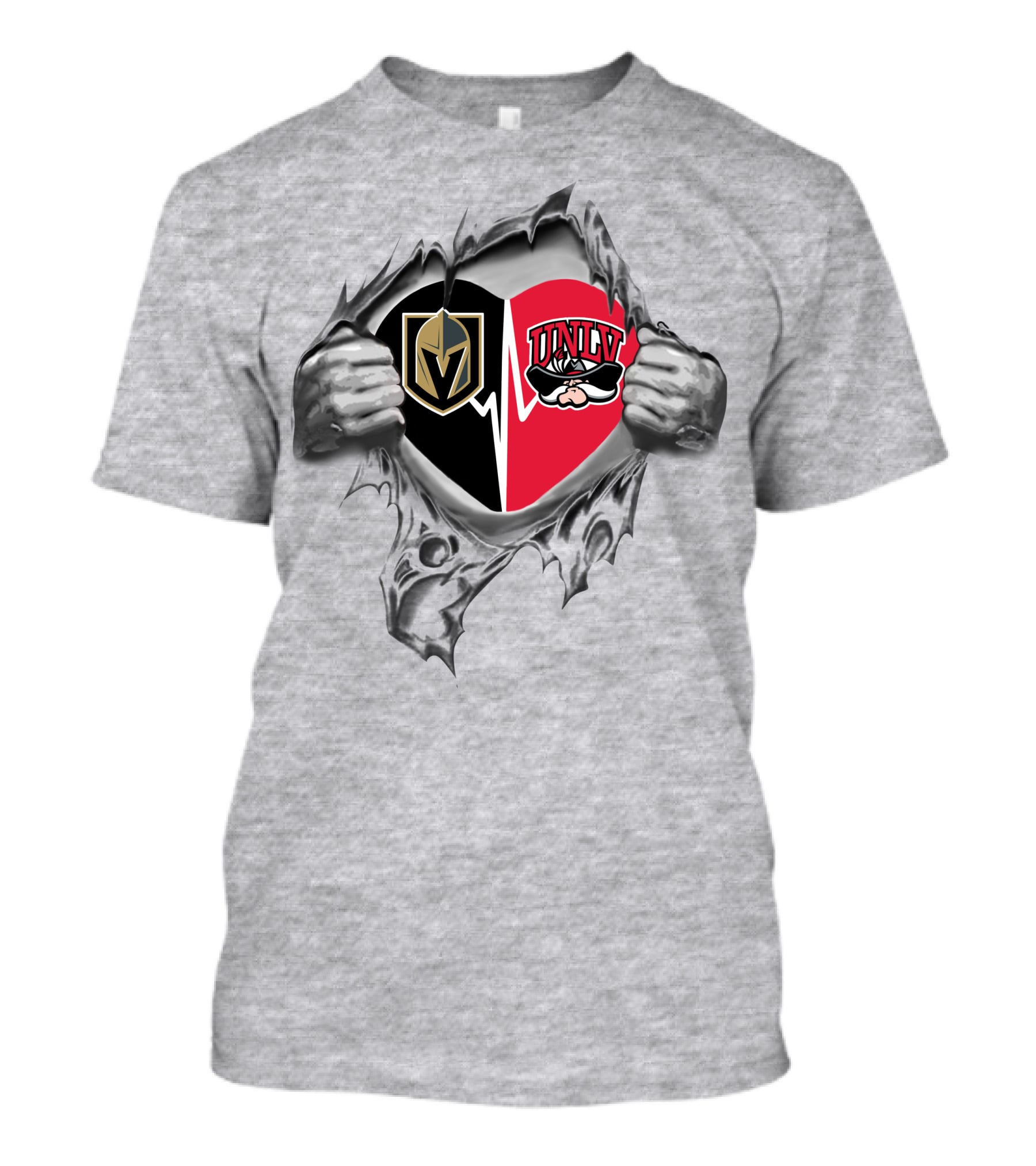 Golden Knights Unlv Heart Design With Logos T-Shirt