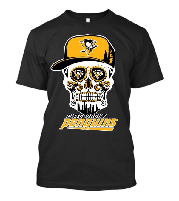 Pittsburgh Penguins Skull With Hat And Team T-Shirt
