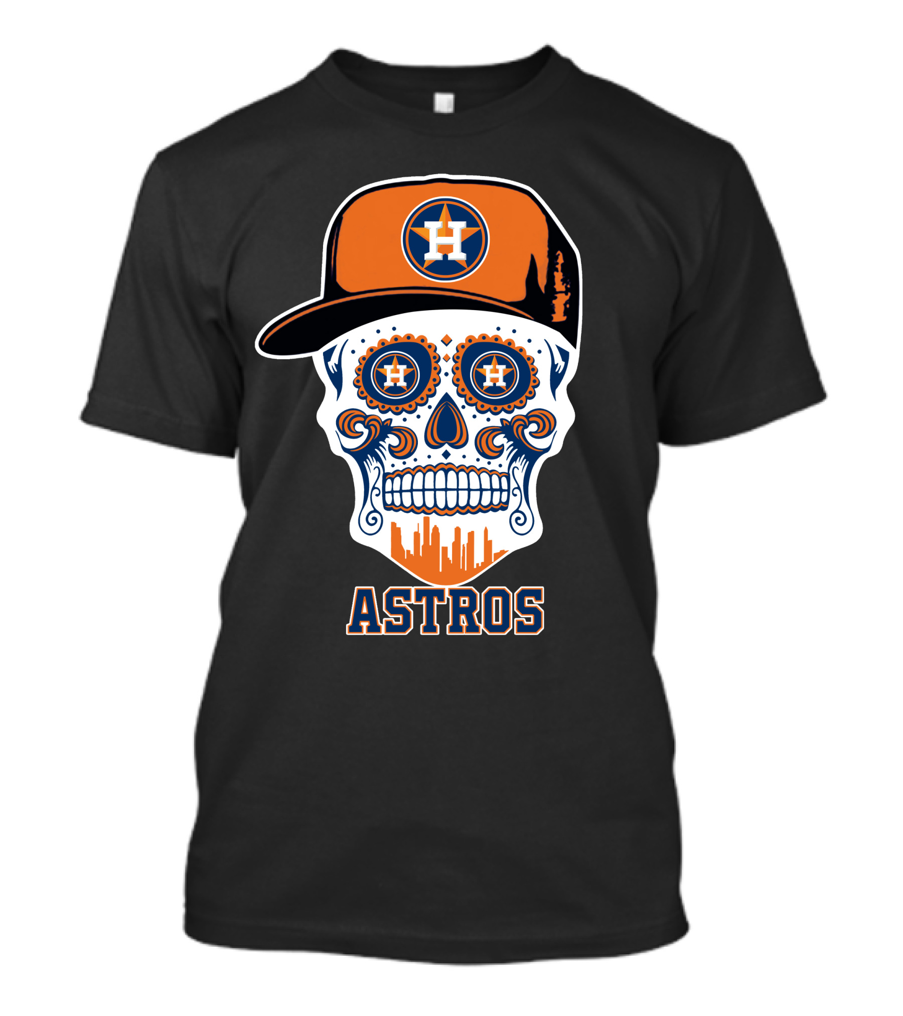 Houston Astros Skull Halloween Sugar Skull Style T-Shirt