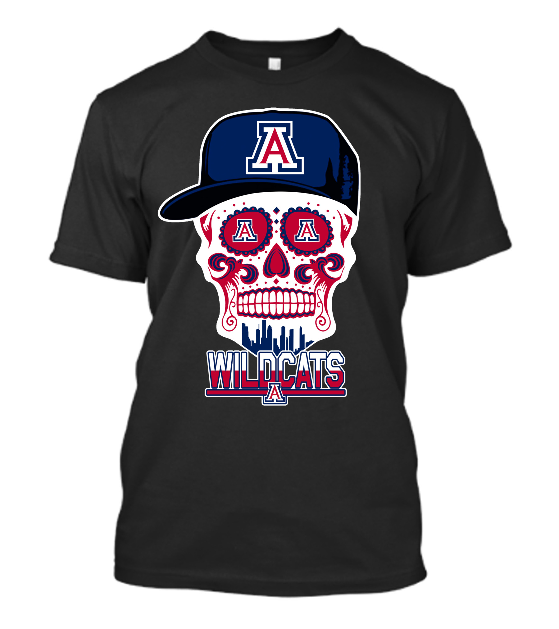 Arizona Wildcats A Logo Skull Wildcats T-Shirt