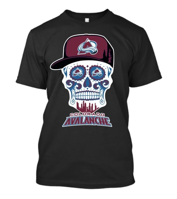 Colorado Avalanche Skull Cityscape Ice Hockey Humor T-Shirt