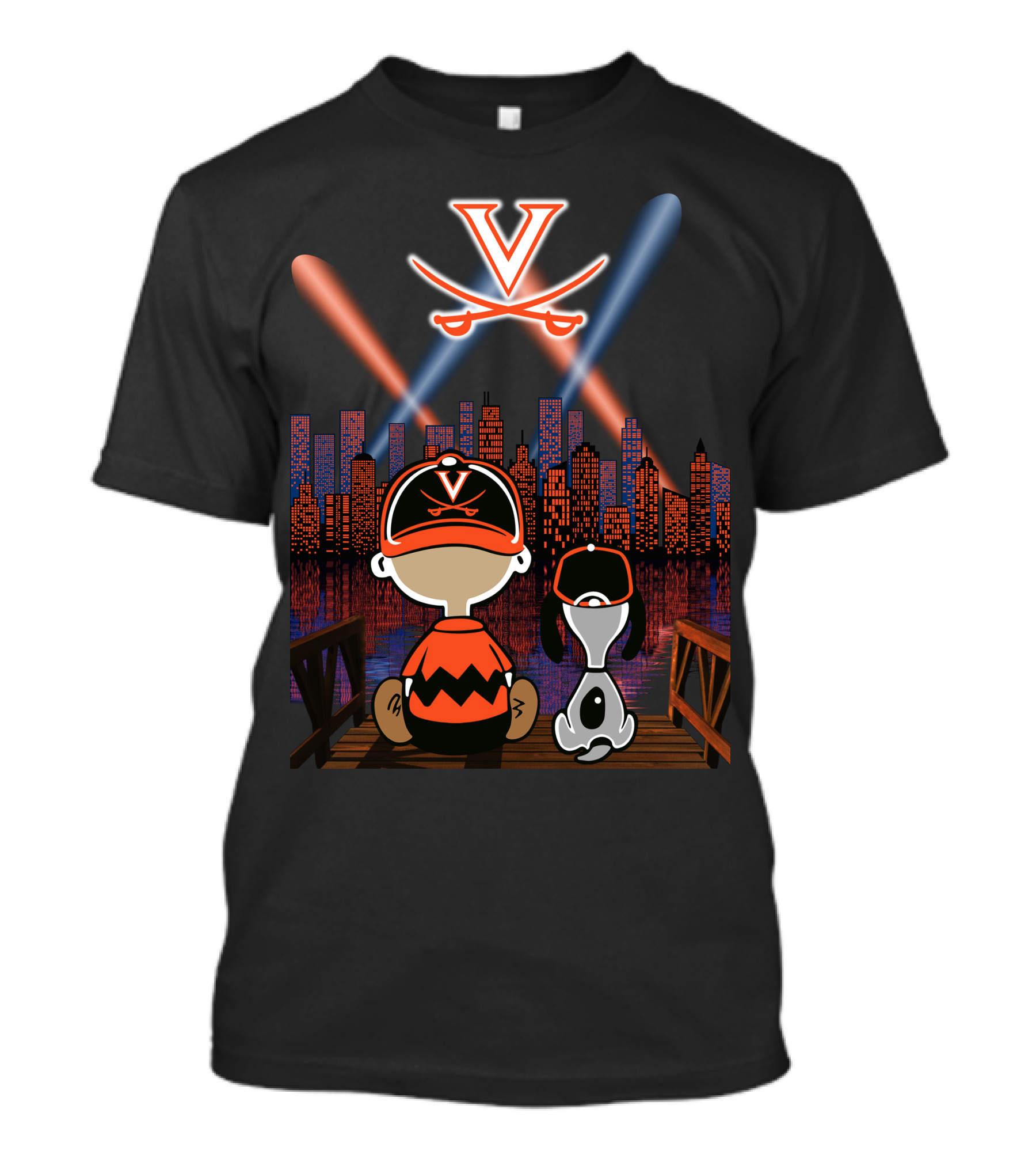 Virginia Cavaliers Snoopy City Night Skyline T-Shirt