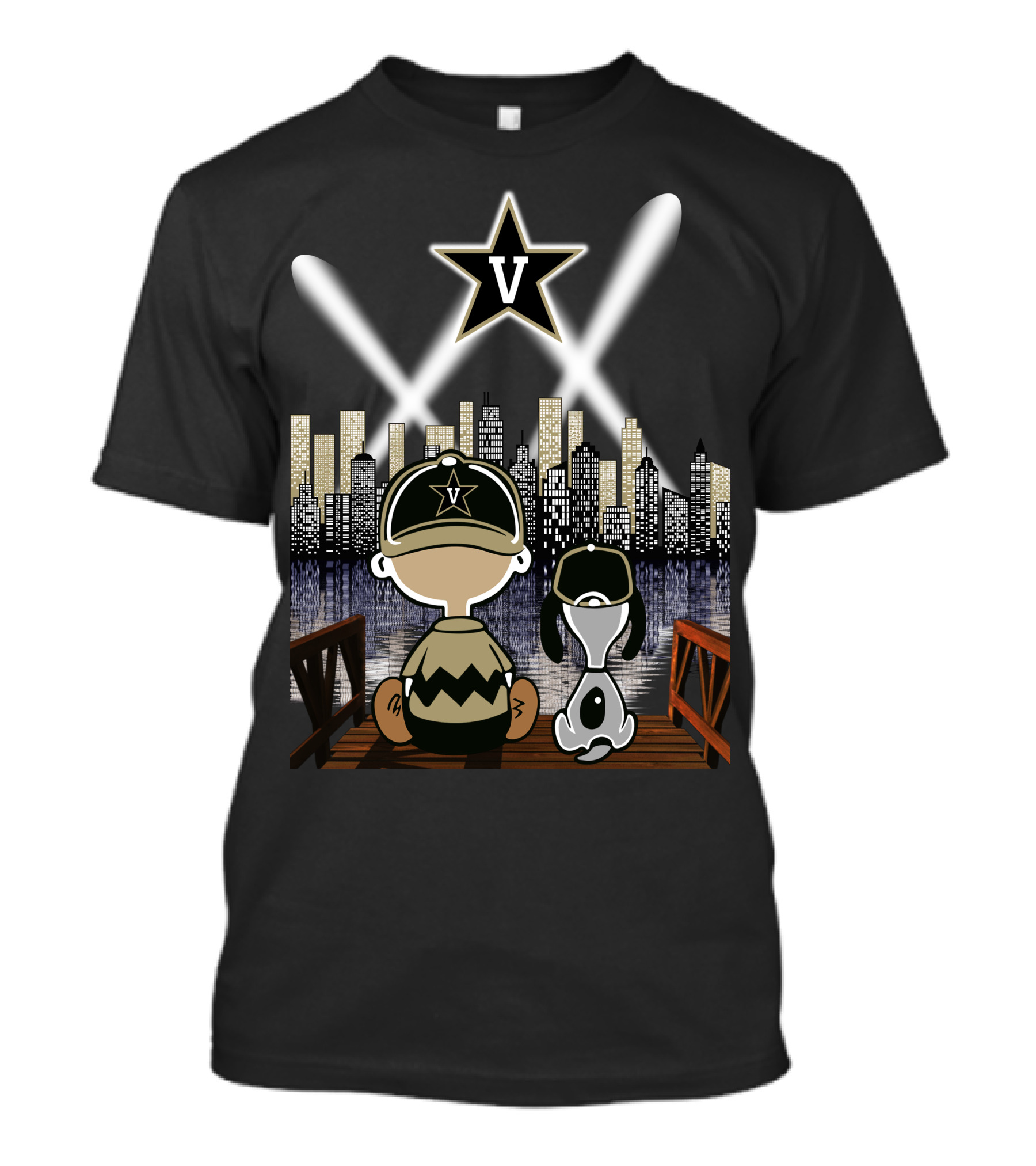 Vanderbilt Commodores Starry City Night Skyline Scene T-Shirt