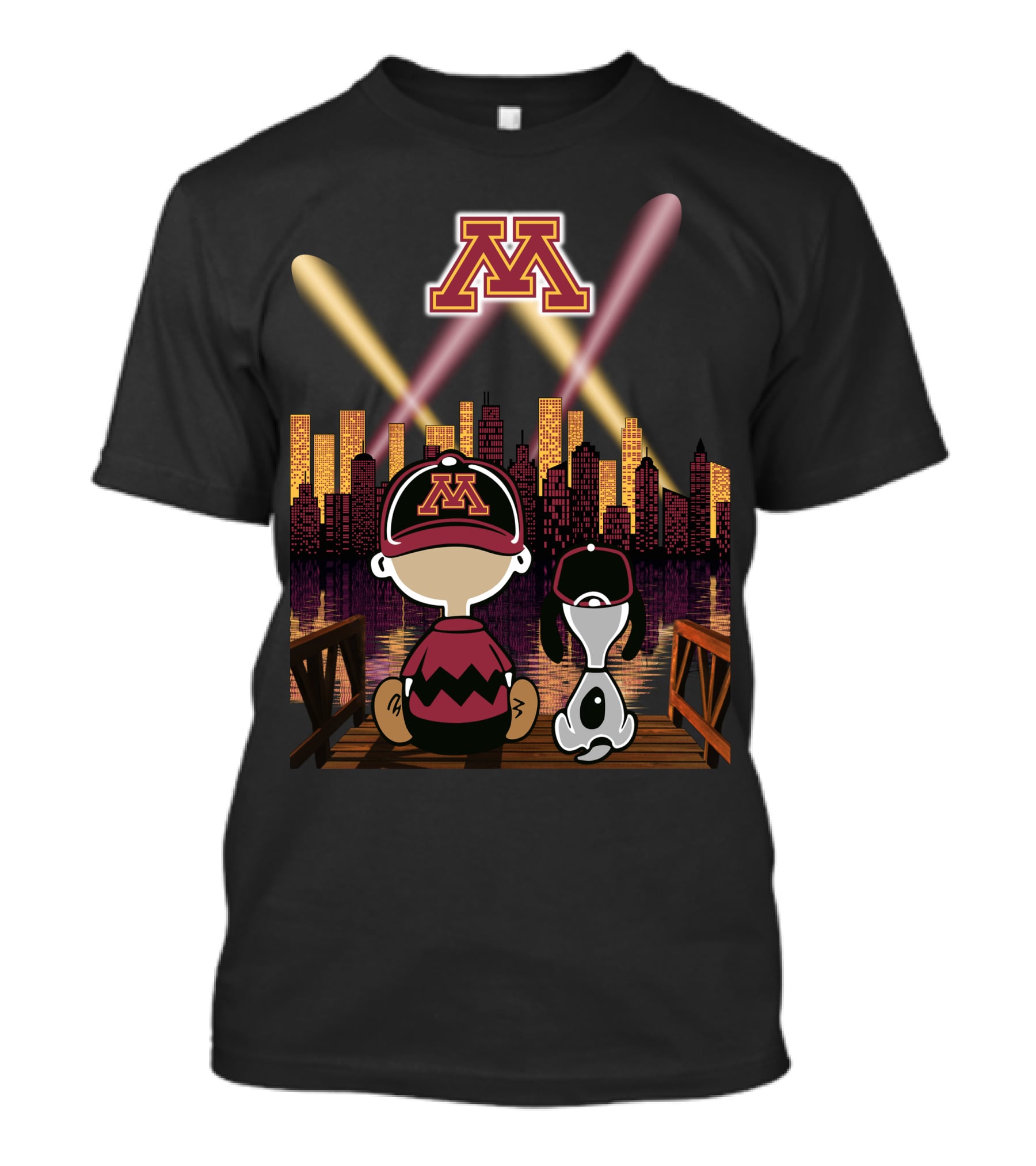 Minnesota Golden Gophers City Skyline Night Lights T-Shirt