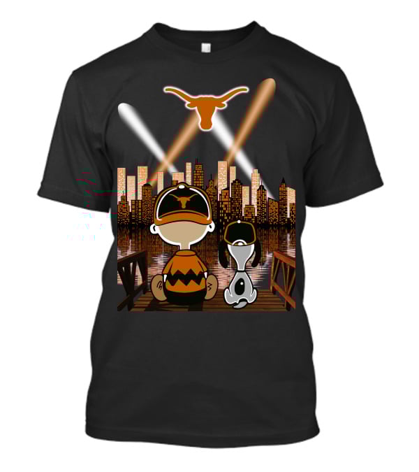 Texas Longhorns Peanuts City Skyline Night Scene T-Shirt