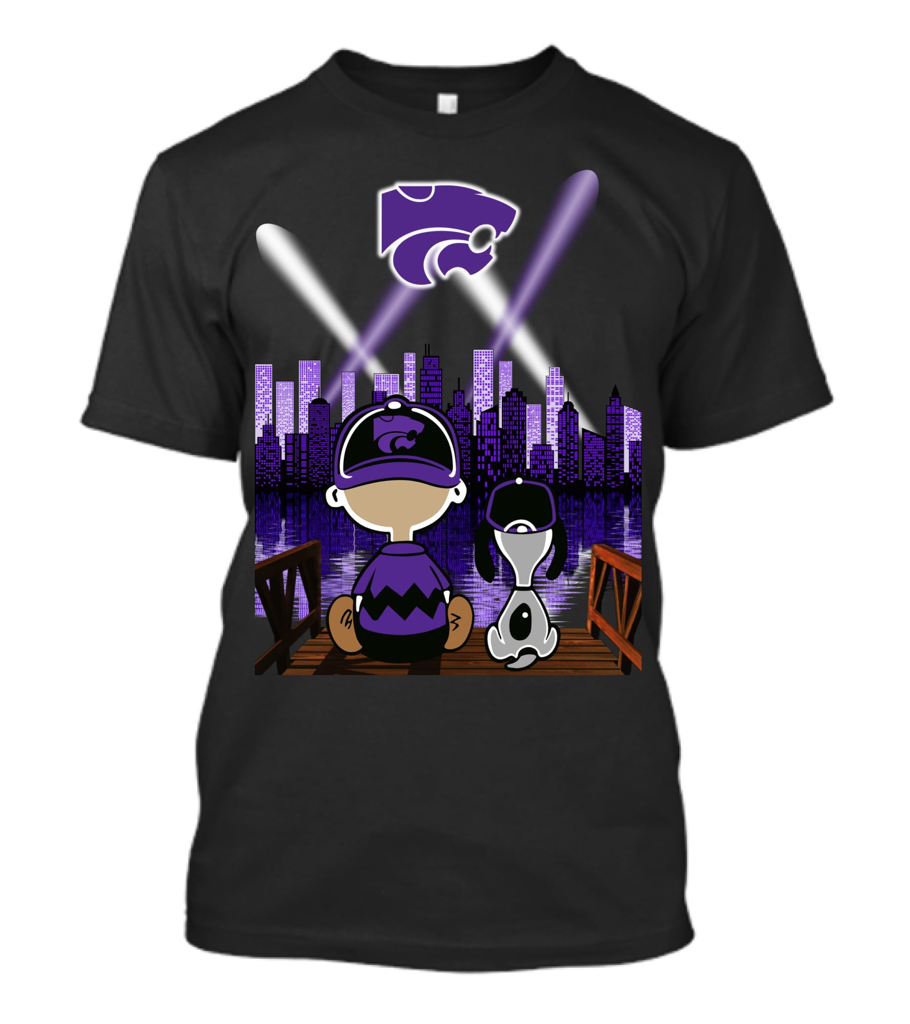 Kansas State Wildcats Night City Skyline Reflections T-Shirt