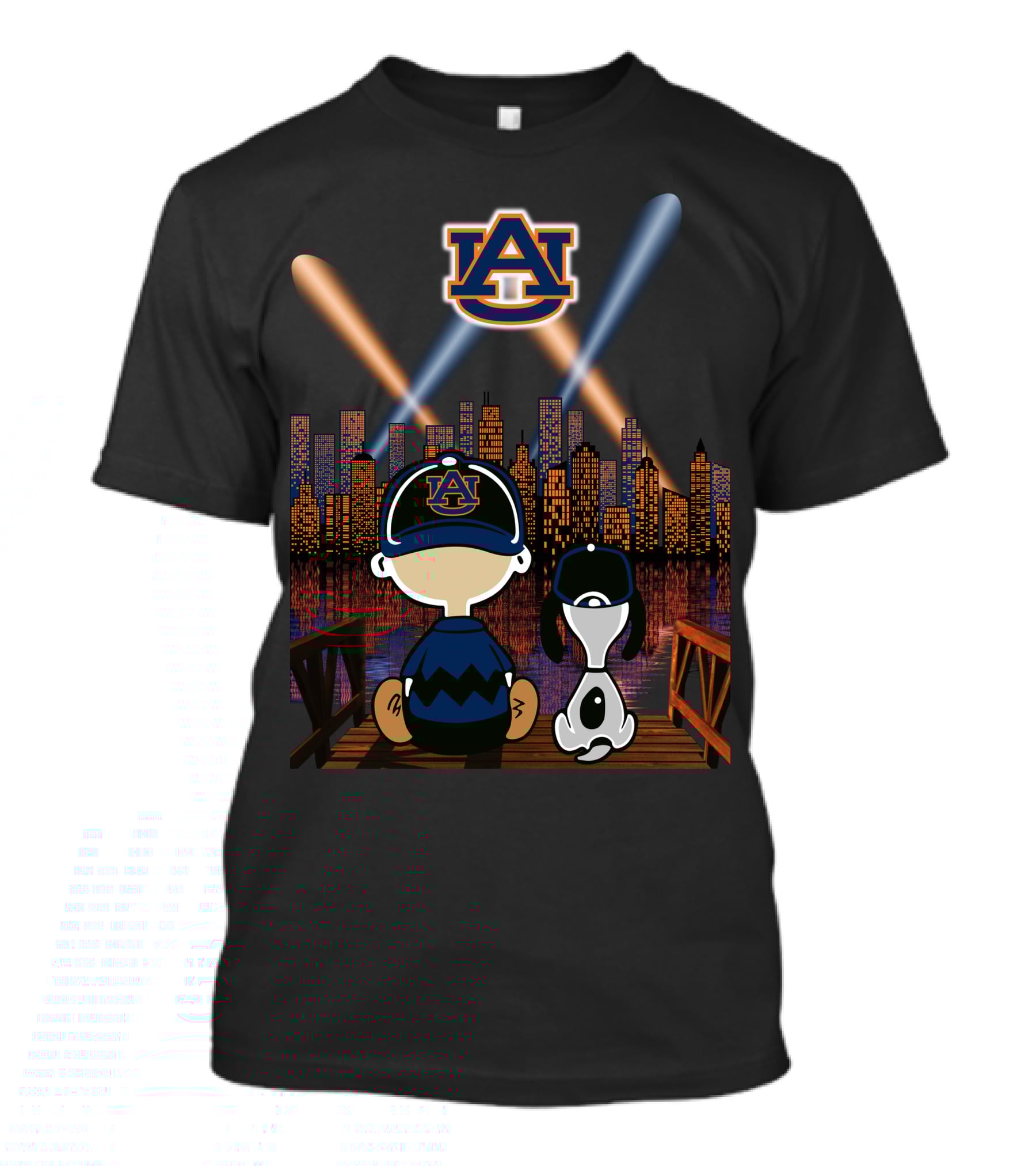 Auburn Tigers 92 Cityscape Night With Characters And Skyline T-Shirt