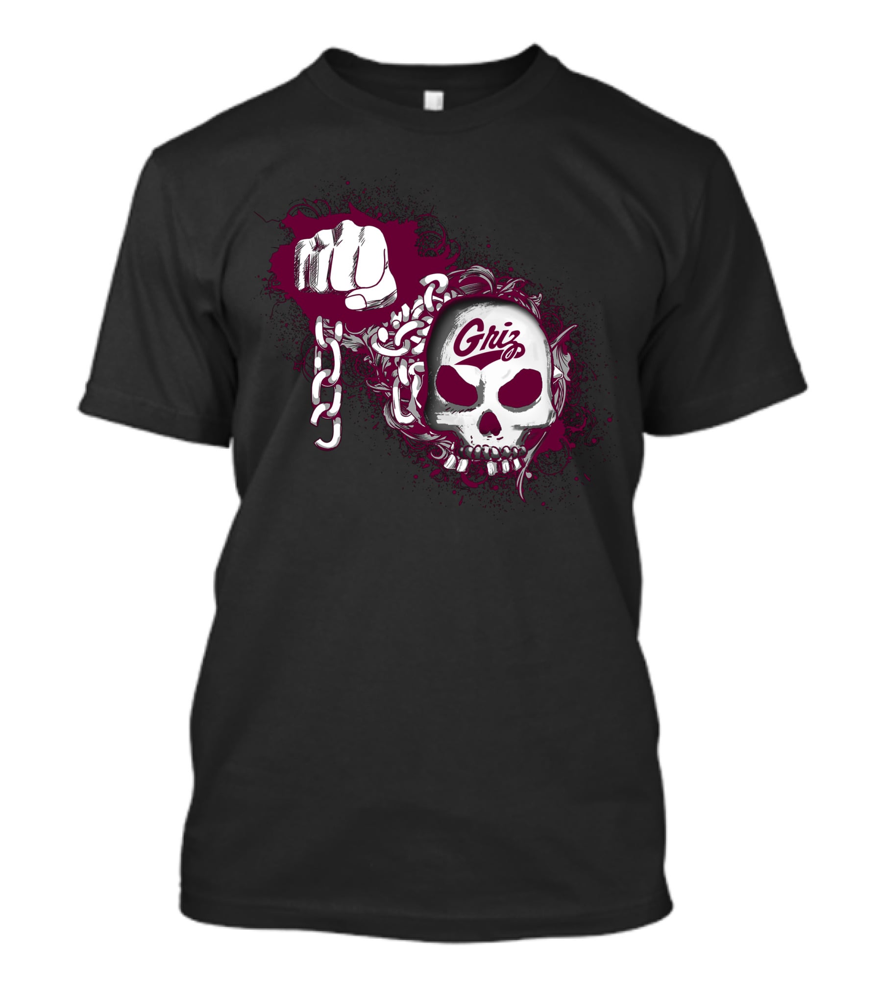 Montana Grizzlies Griz Skull And Chain Fist T-Shirt