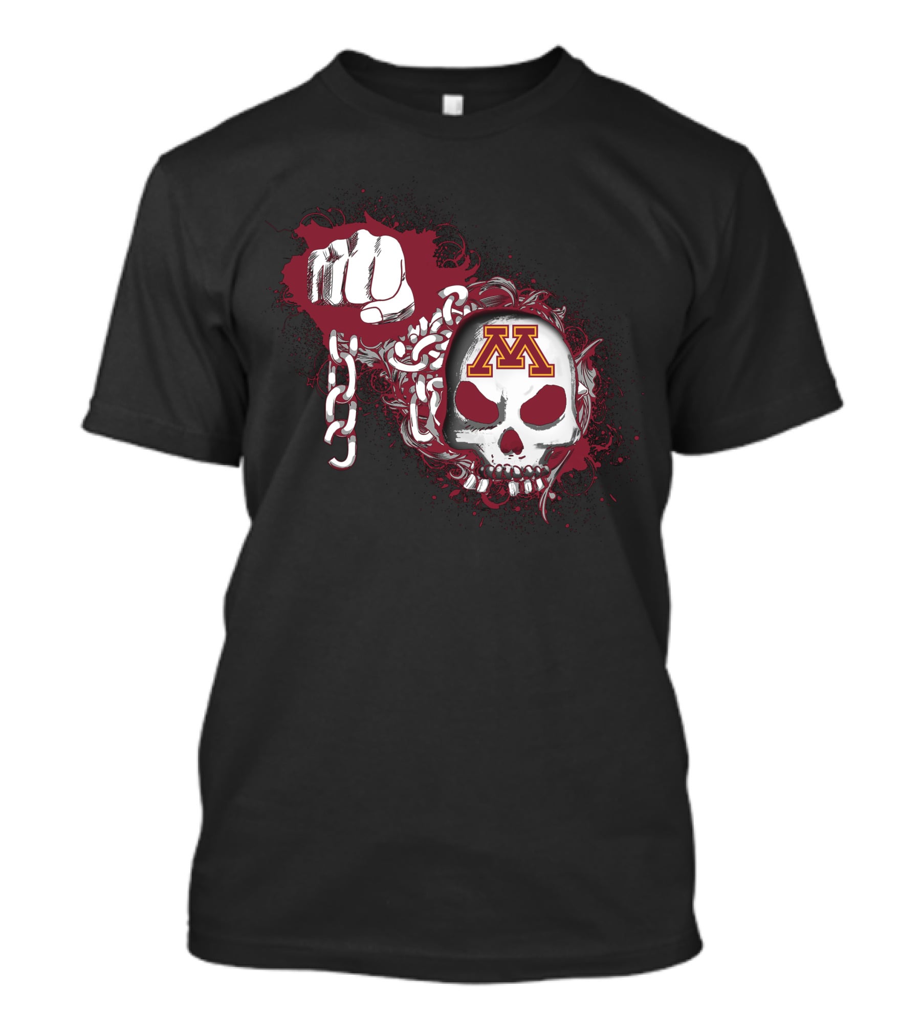 Minnesota Golden Gophers Skull With Chains And Fist T-Shirt
