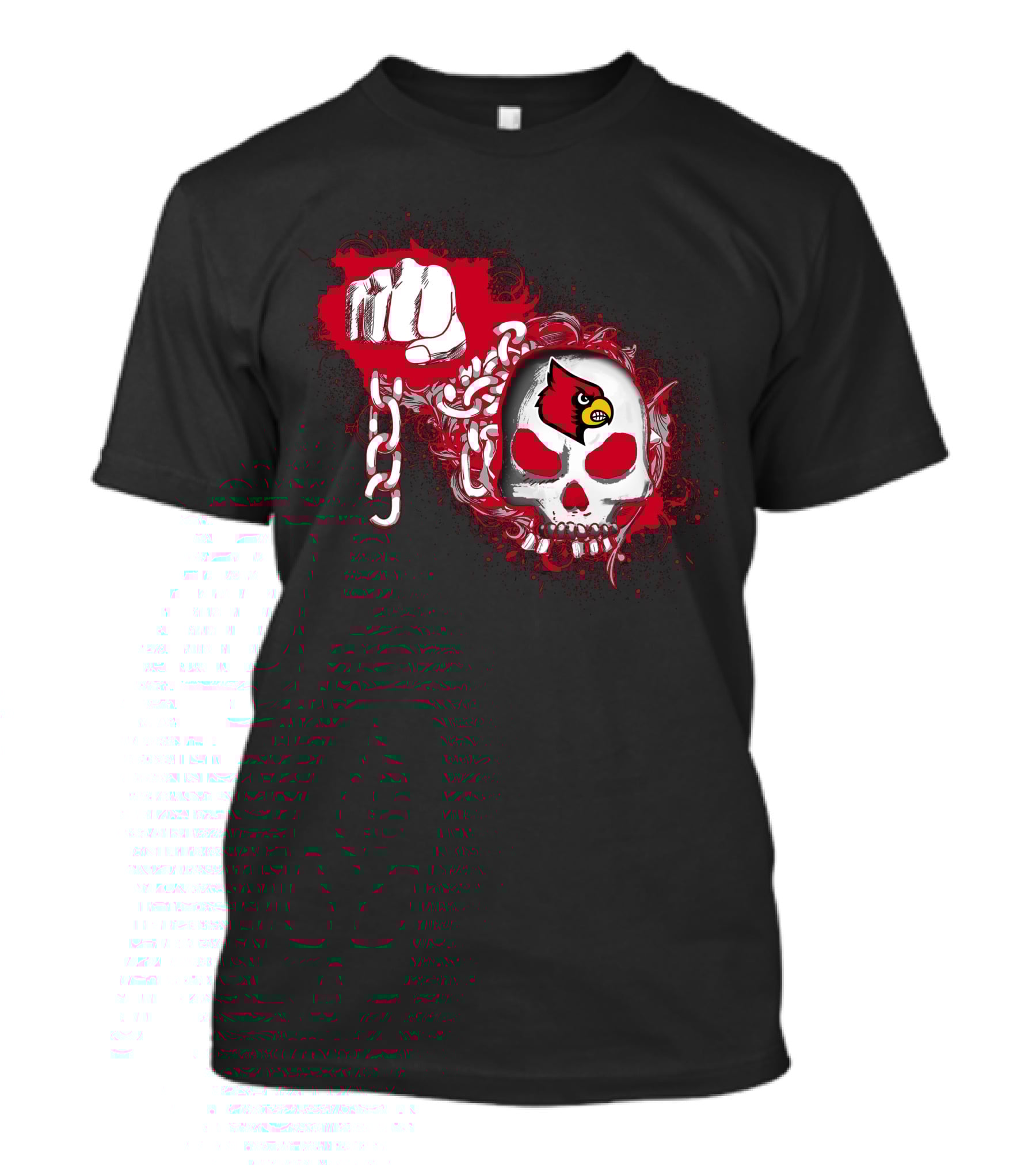 Louisville Cardinals Skull And Chains Iconic Fist T-Shirt