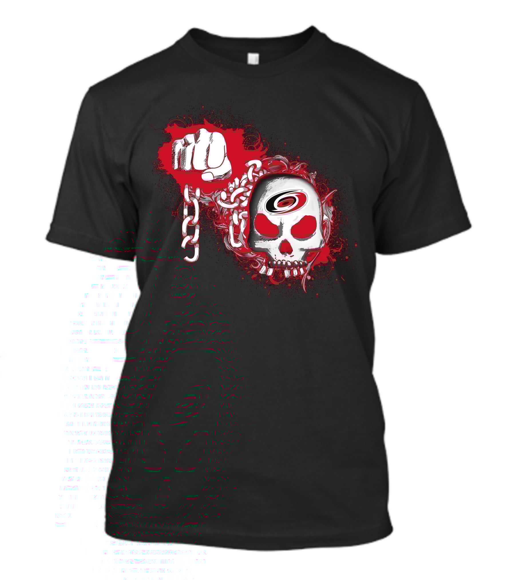 Fist And Chains Skull With Carolina Hurricanes Logo 153 T-Shirt