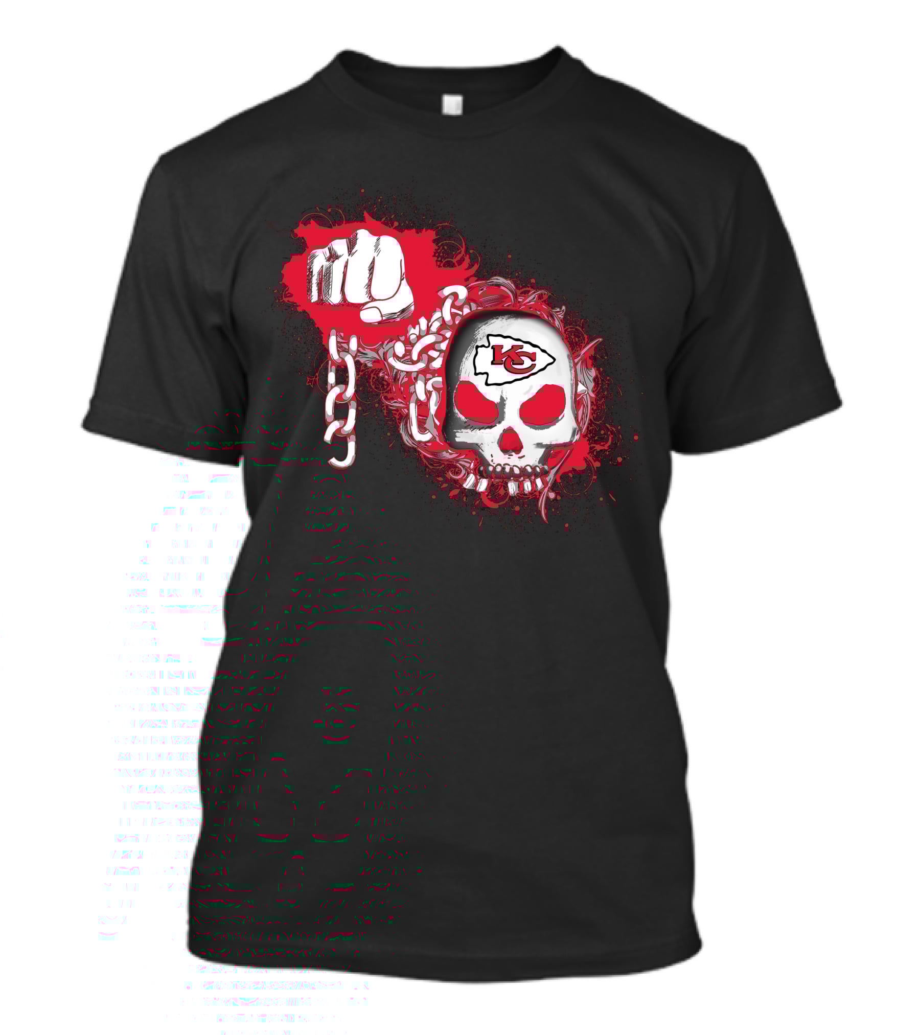 Kansas City Chiefs Skull Fist Chains T-Shirt
