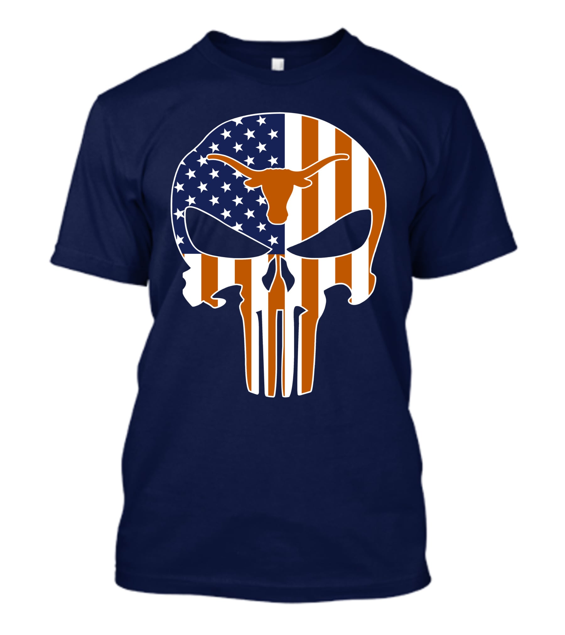 Texas Longhorns The Punisher American Flag Skull T-Shirt