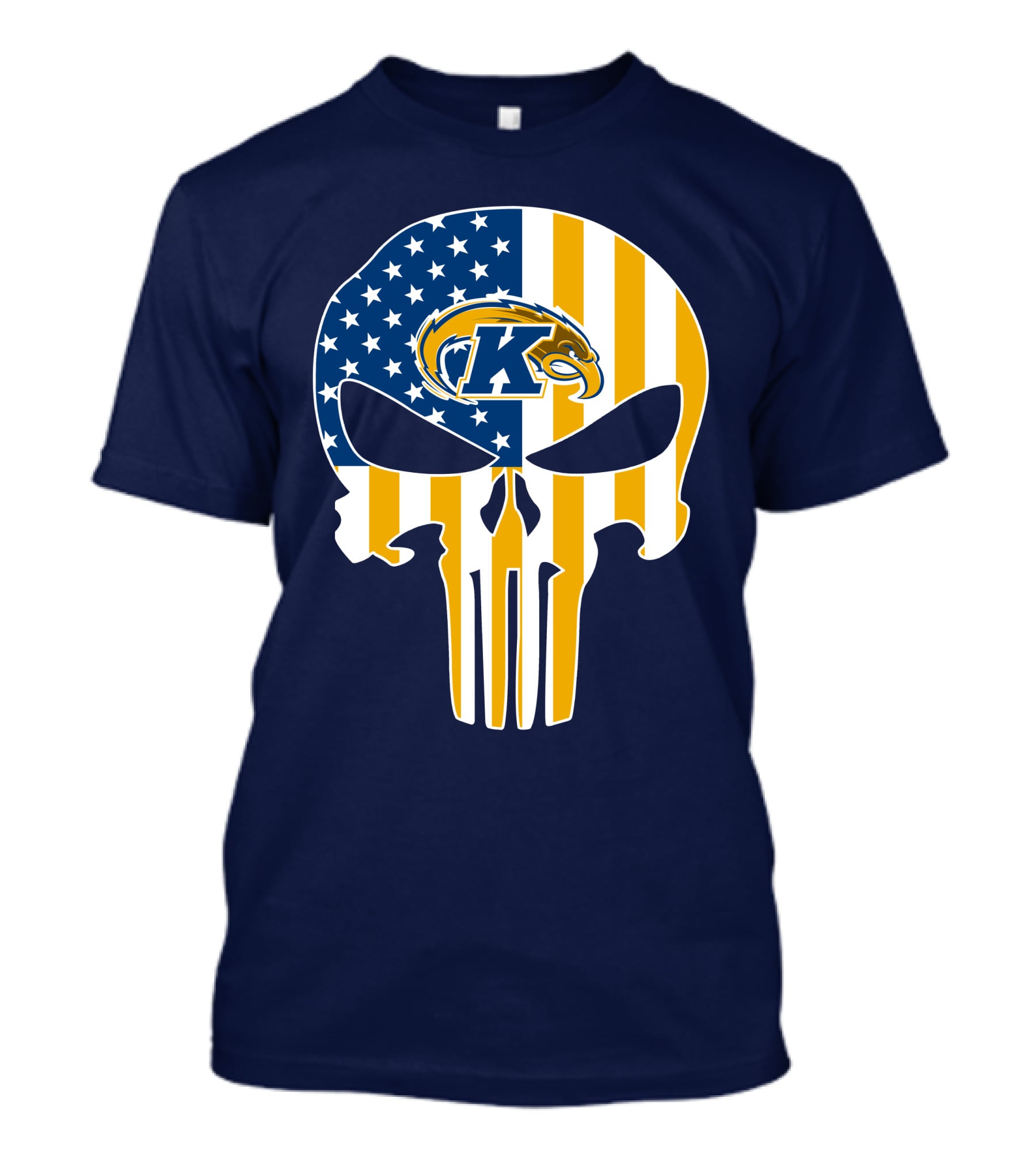 Kent State Golden Flashes Punisher Skull American Flag T-Shirt