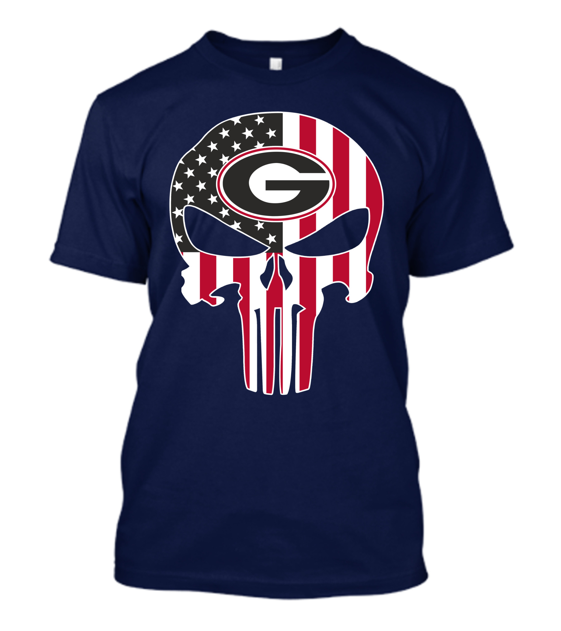 Georgia Bulldogs Punisher Skull American Flag 52 T-Shirt