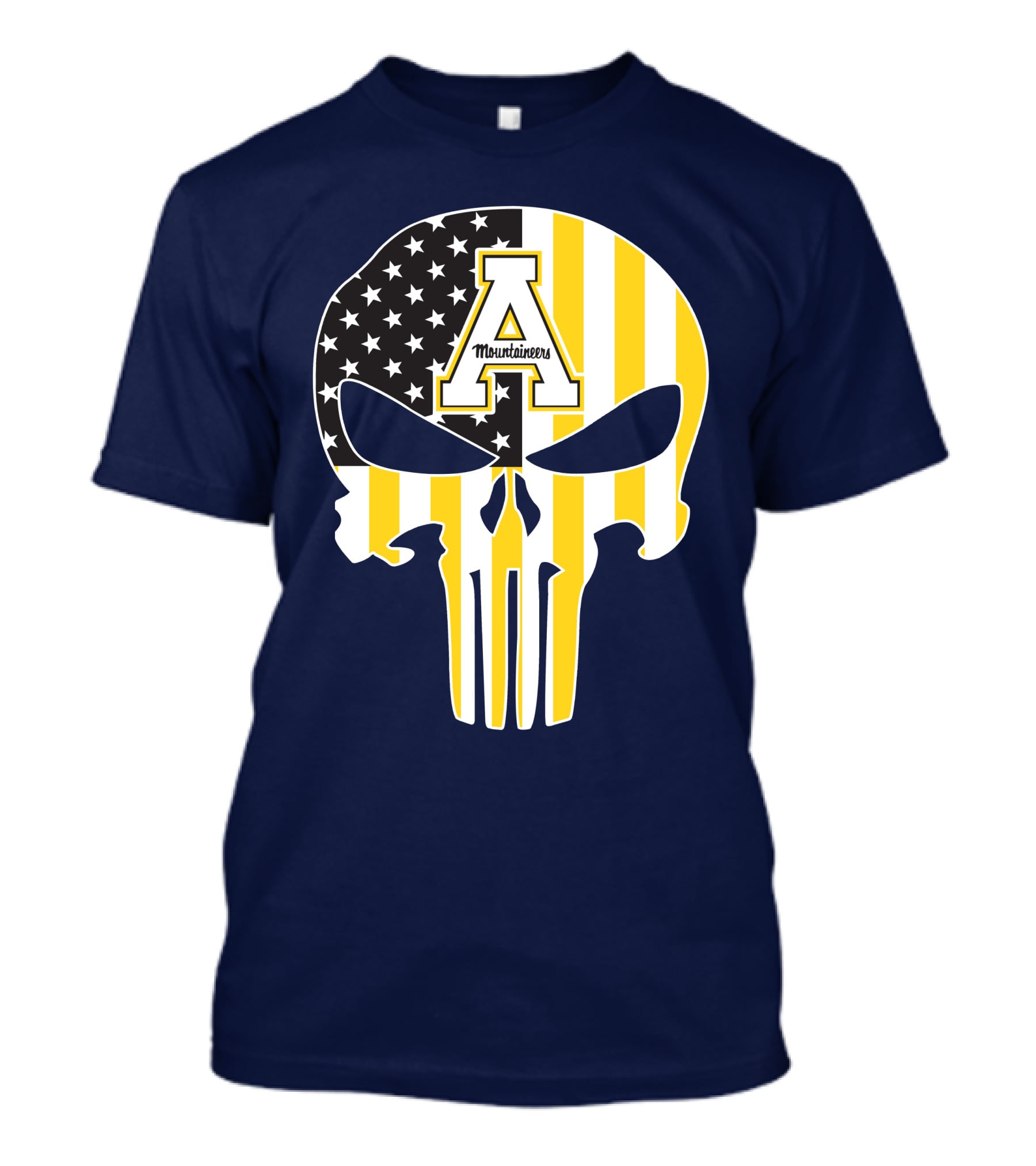 Appalachian State Mountaineers Punisher Skull American Flag T-Shirt
