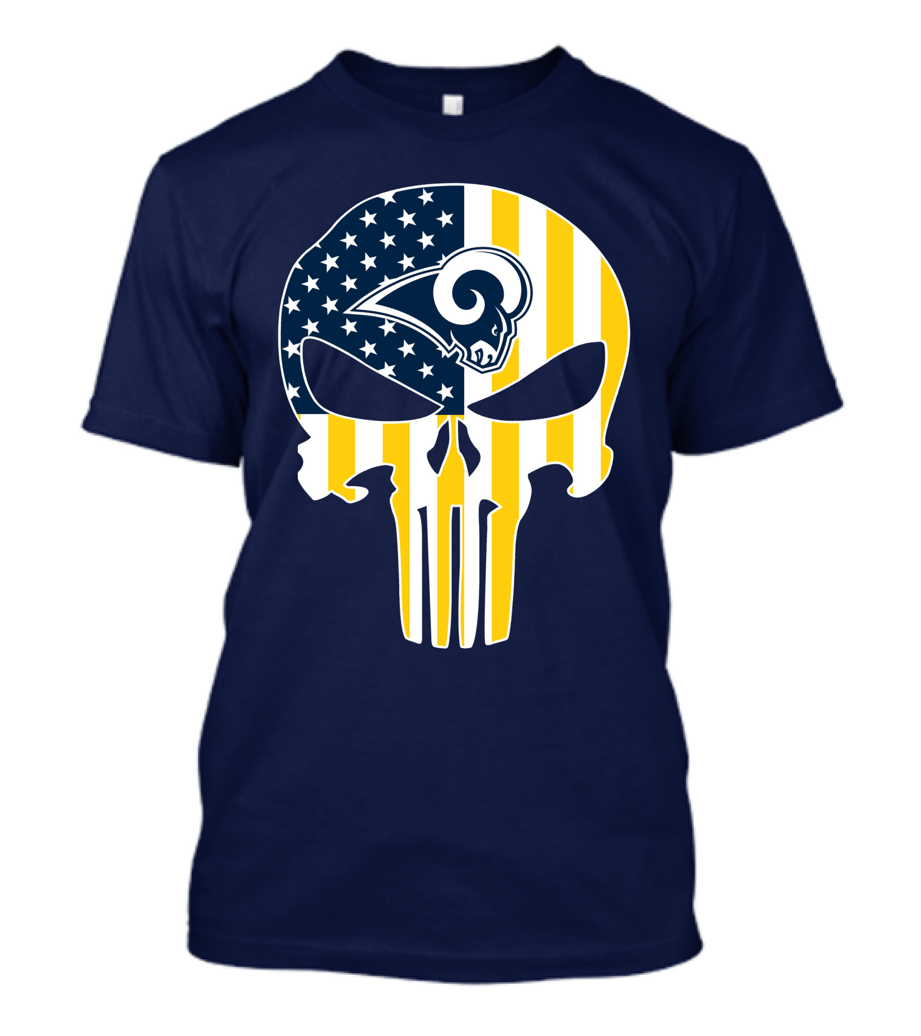 Los Angeles Rams The Punisher American Flag Skull T-Shirt