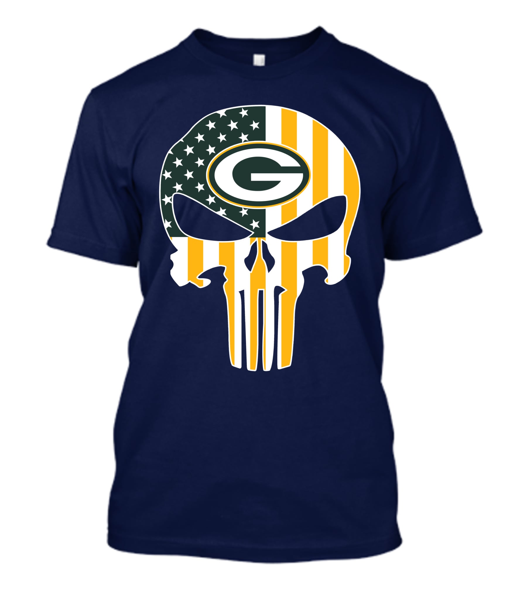 Green Bay Packers The Punisher American Flag Skull T-Shirt