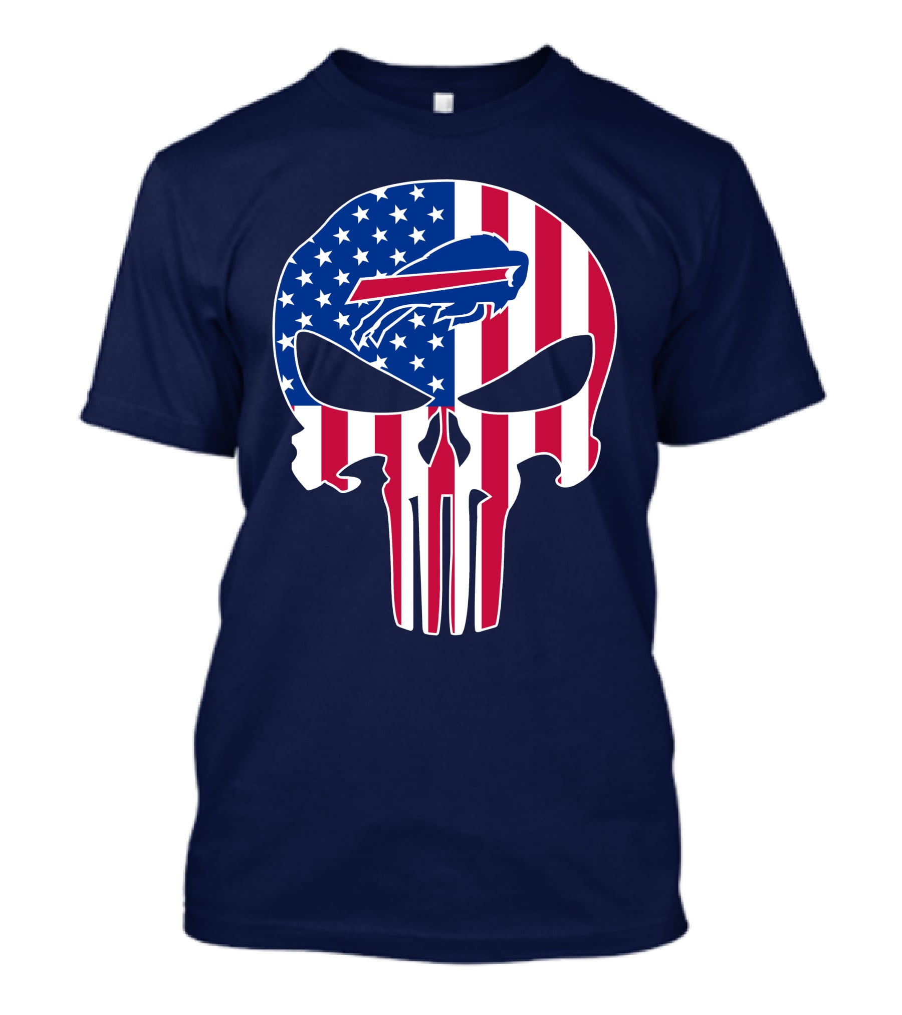 Buffalo Bills The Punisher Skull American Flag Logo Patriotic Sports Fan T-Shirt