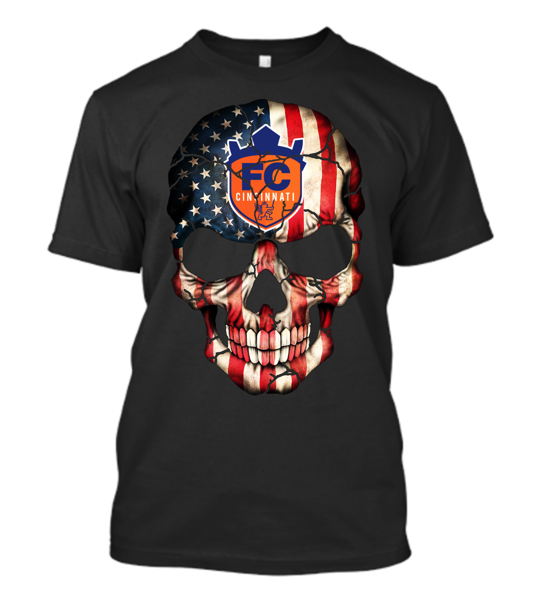 Fc Cincinnati American Flag Skull T-Shirt