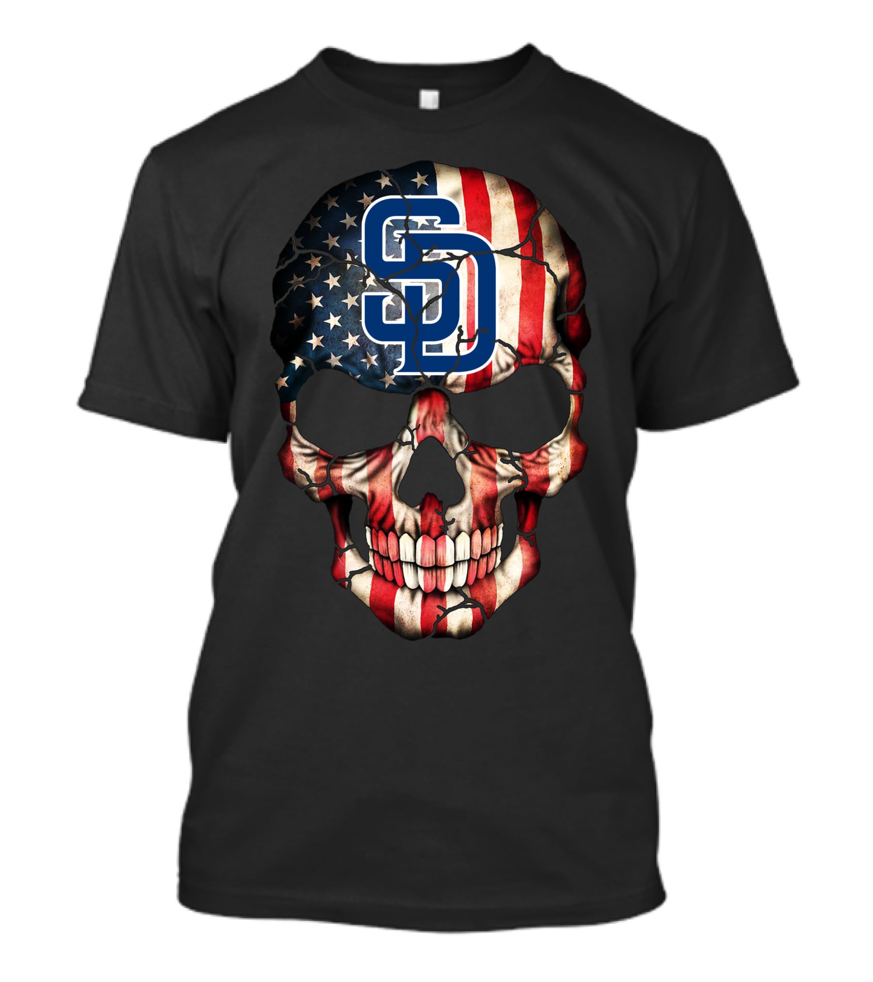 San Diego Padres American Flag Skull T-Shirt