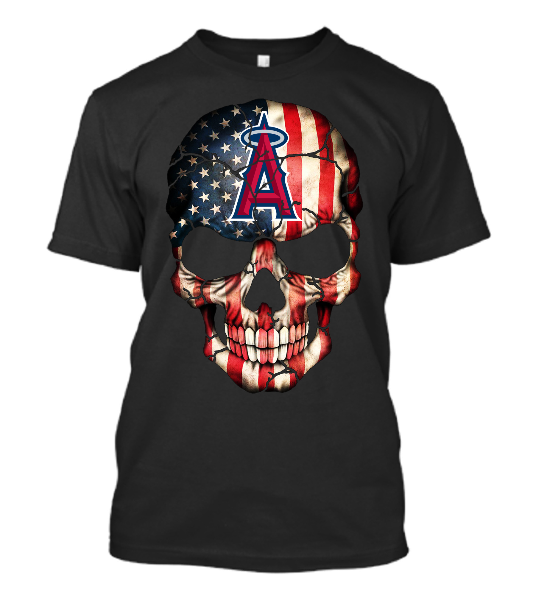 Los Angeles Angels American Flag Skull T-Shirt