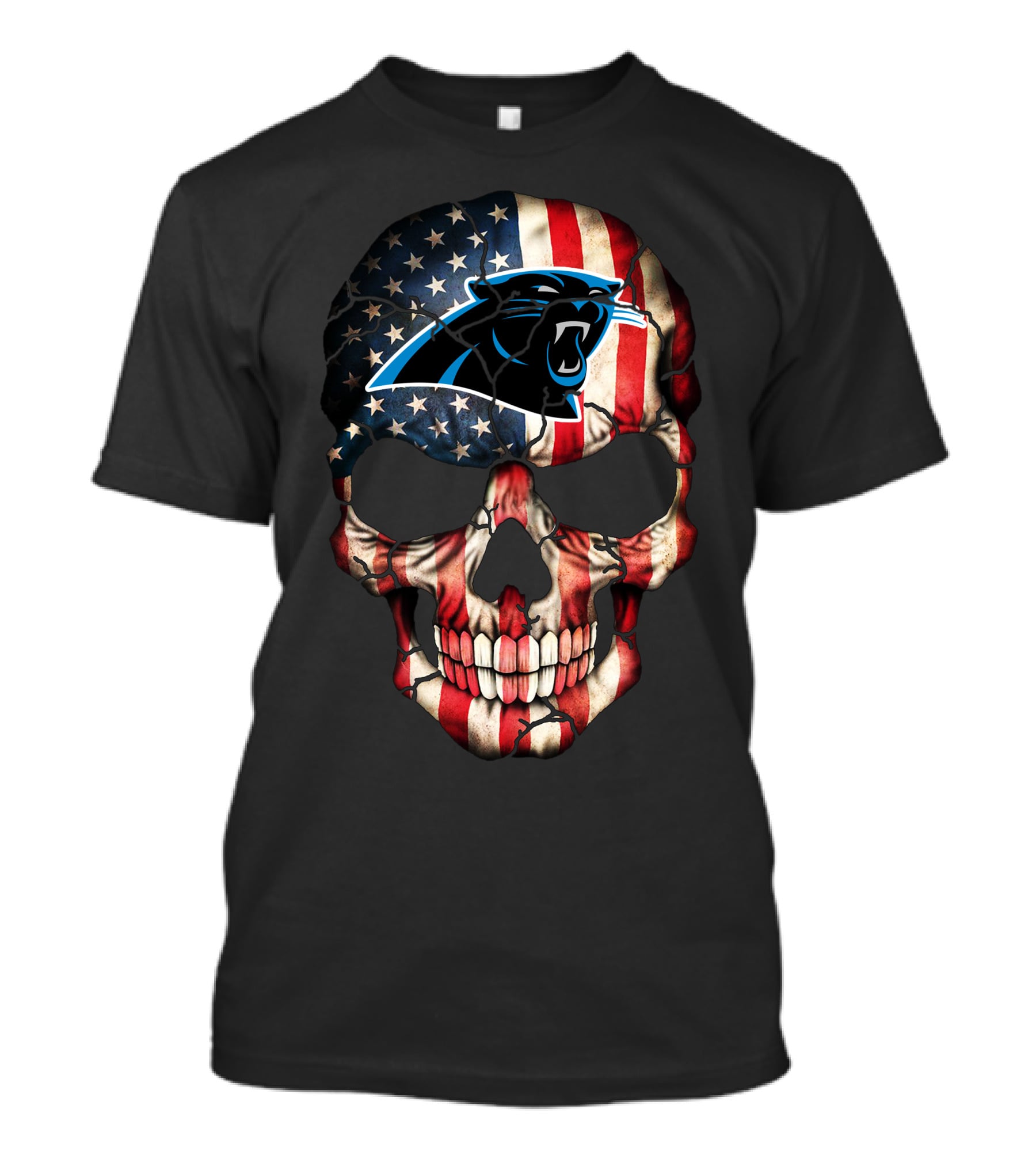 Carolina Panthers American Flag Skull 269 T-Shirt