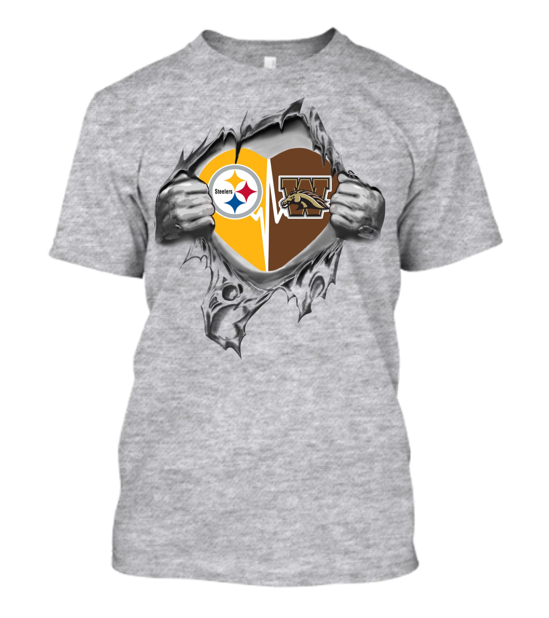 Steelers Western Michigan Broncos Heart Loyalty Fan T-Shirt