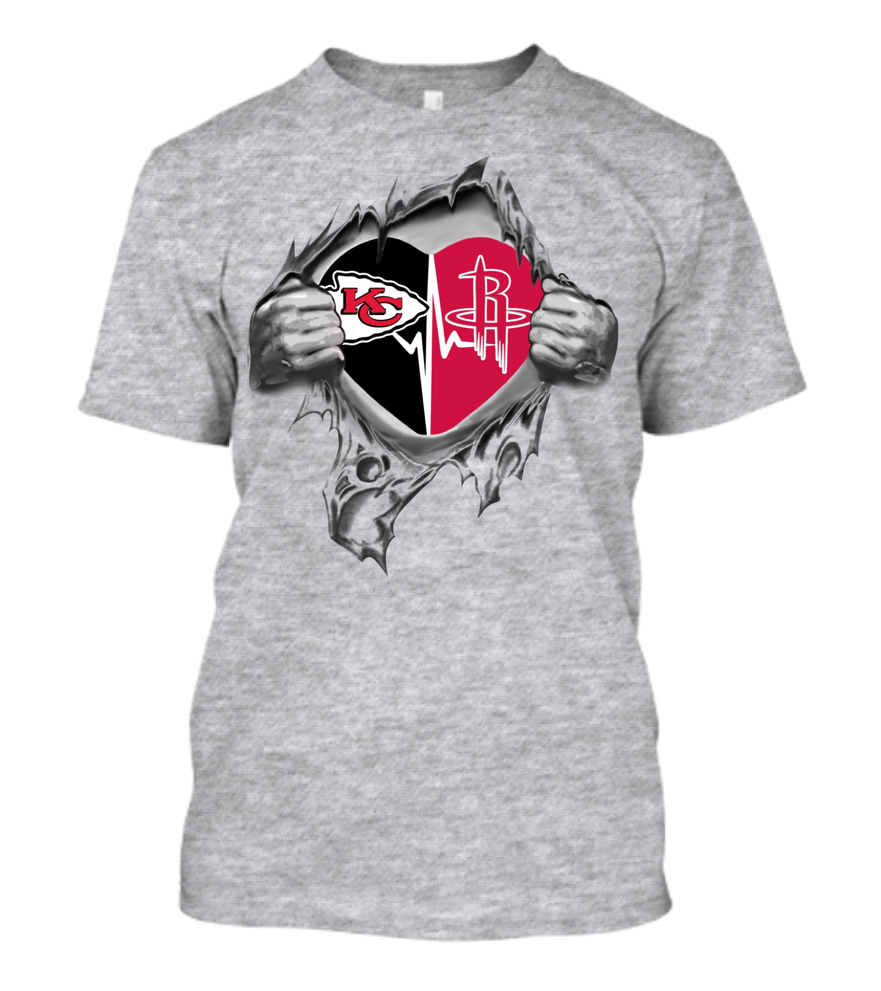 Chiefs Houston Rockets Heartbeat Dual Loyalty T-Shirt