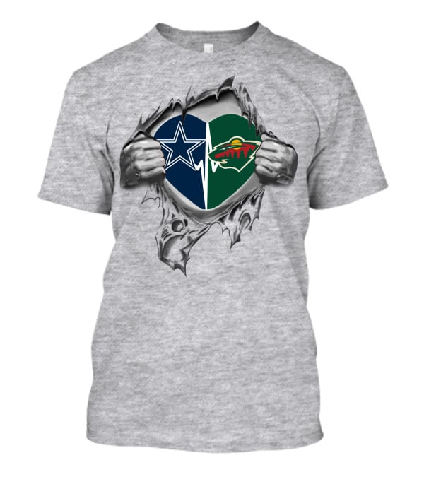 Cowboys Minnesota Wild Heartbeat Dallas Minnesota Fans Passion T-Shirt