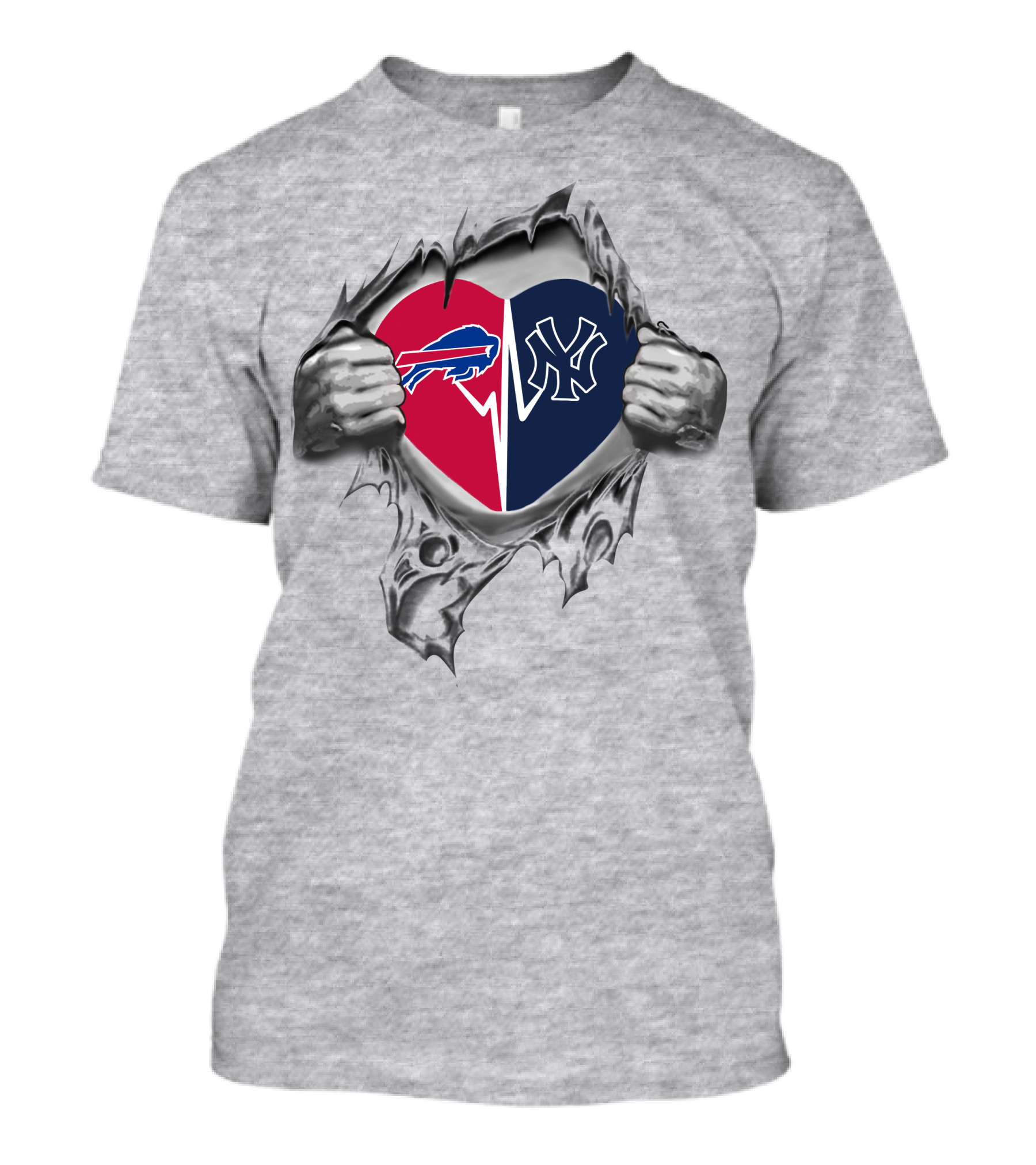 Yankees And Bills Fan Heart Rip T-Shirt