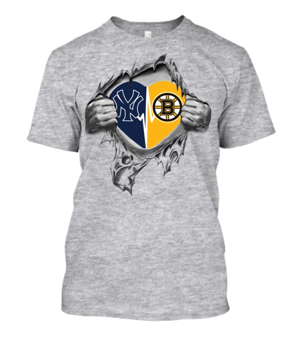 Yankees Boston Bruins Heart T-Shirt