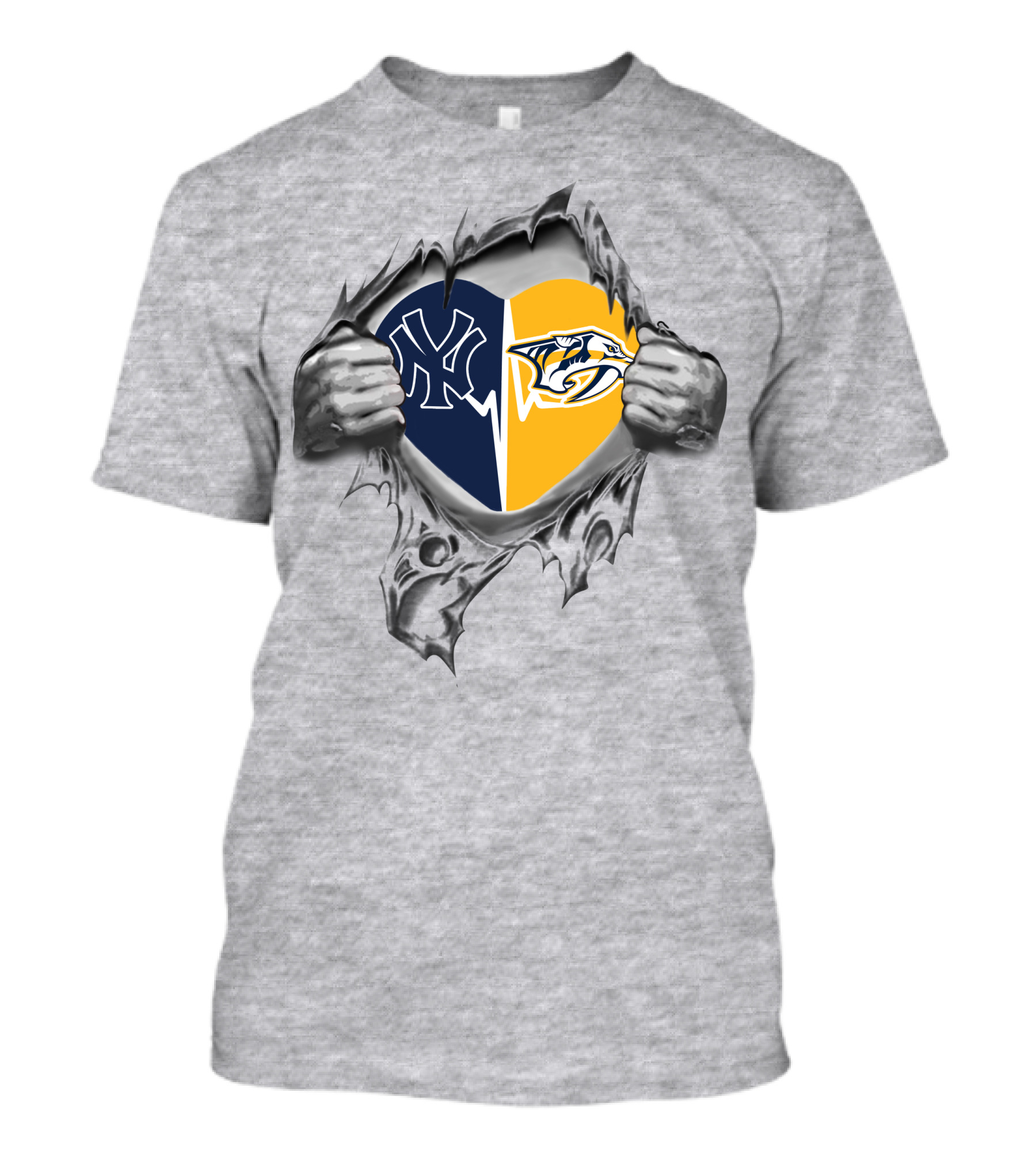 Yankees Nashville Predators Heart Logo Passion T-Shirt