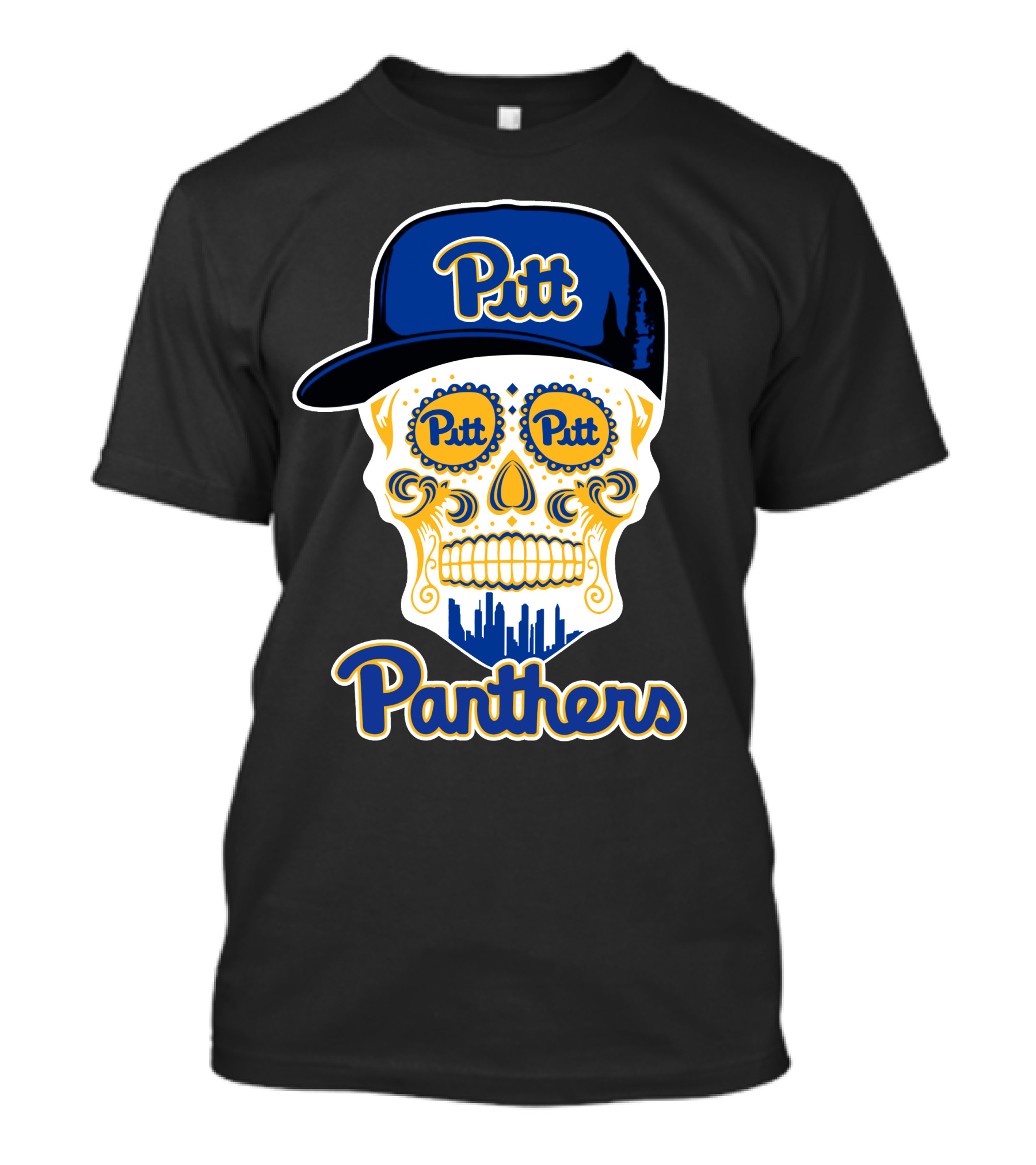 Pitt Panthers Skull With Hat Fun T-Shirt