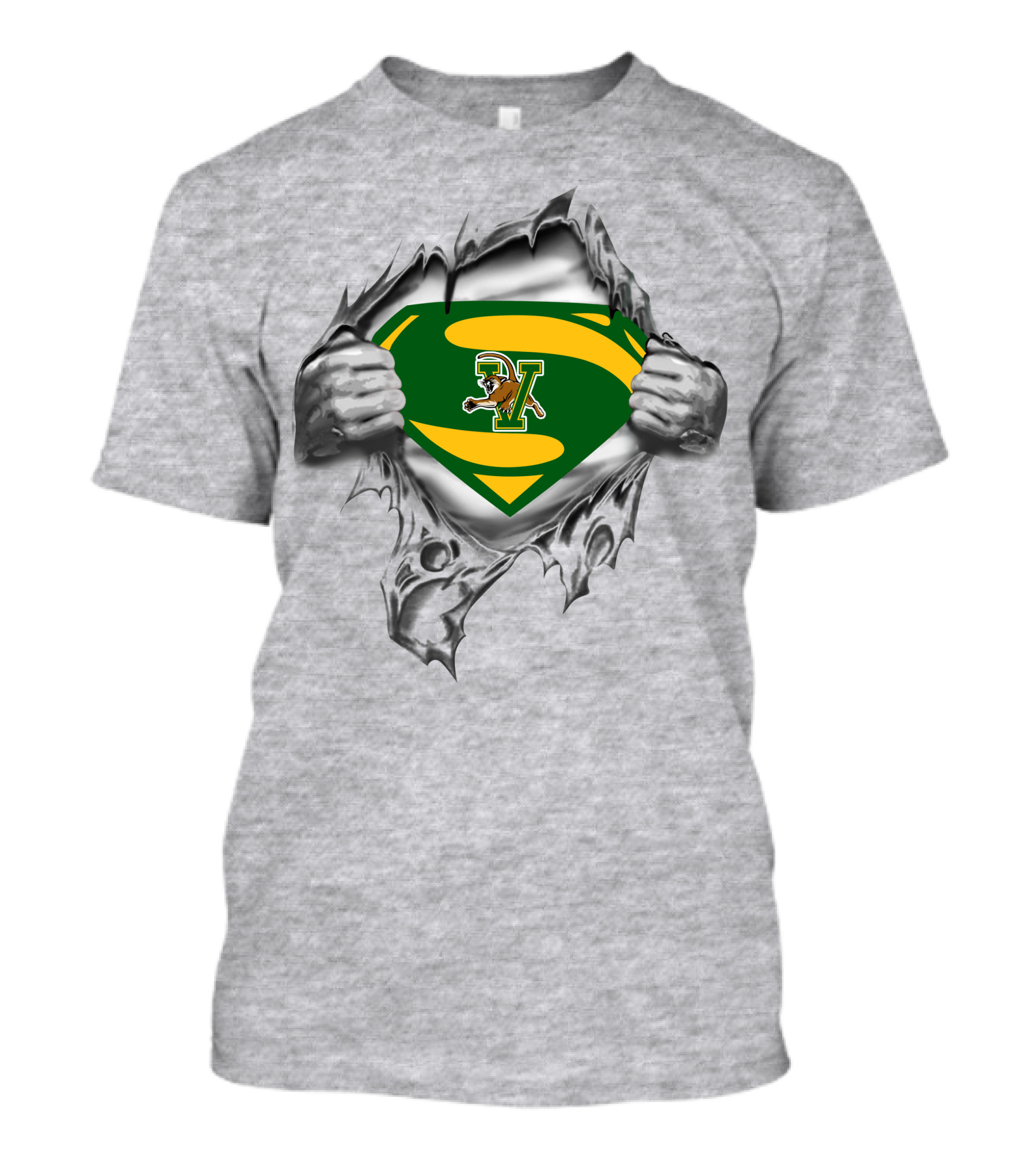 Vermont Catamounts Superman Logo Tear Open T-Shirt