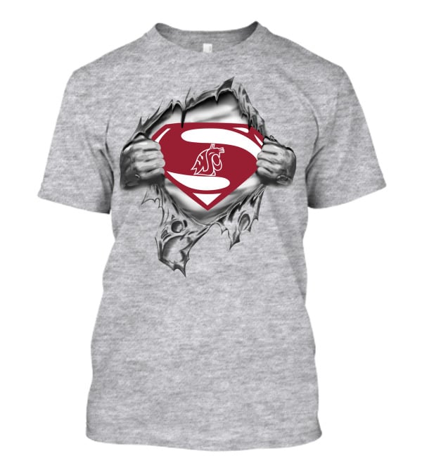 Washington State Cougars Superman Logo Torn Reveal 380 T-Shirt