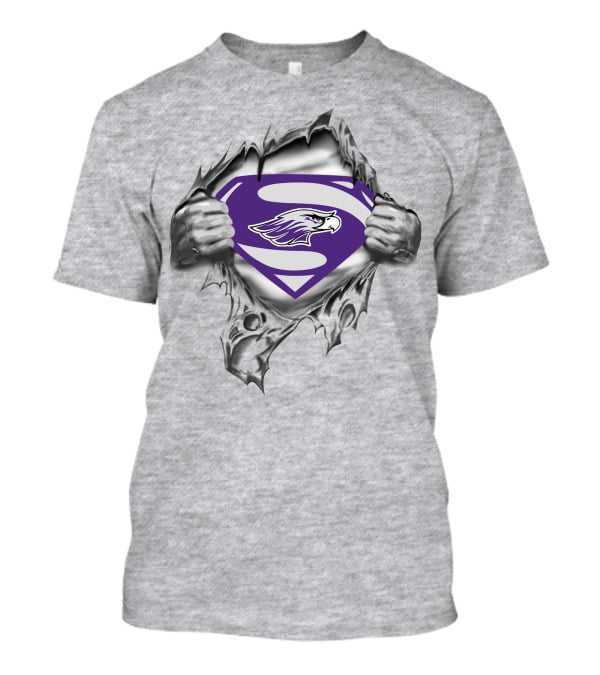 Whitewater Warhawks Superman Logo With Eagle In Purple And Silver Suit T-Shirt