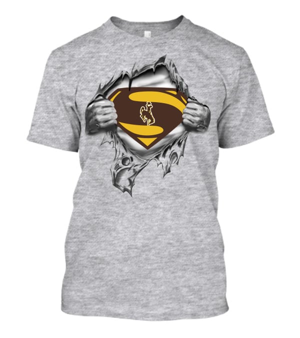 Wyoming Cowboys Superman Logo Rip T-Shirt