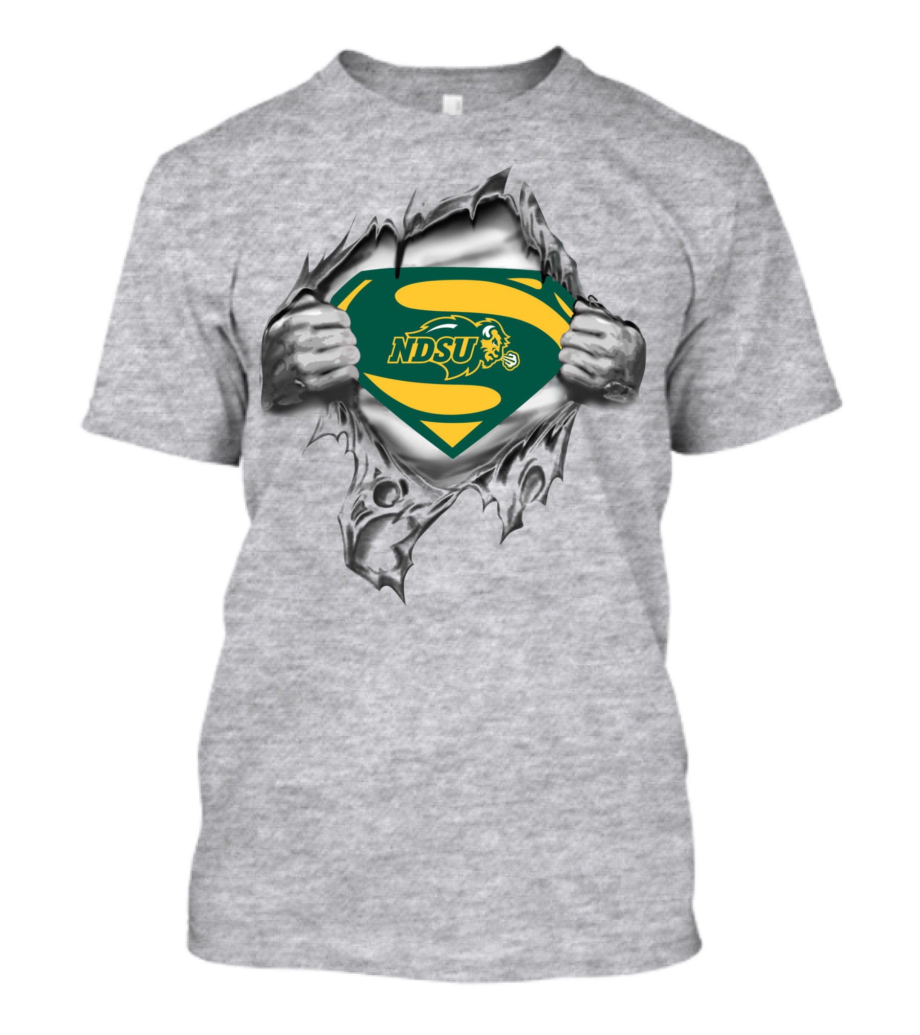 Ndsu Bison Superman Logo Torn Chest 275 North Dakota State T-Shirt