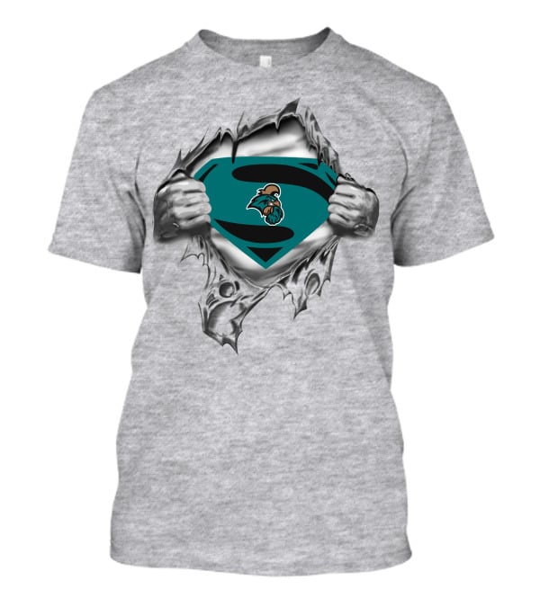 Coastal Carolina Chanticleers Superman Logo Emblem Fusion T-Shirt