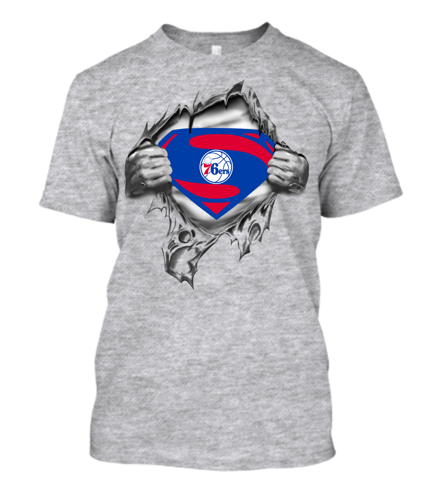 Superman Philadelphia 76ers Logo Hands Rip 69 T-Shirt