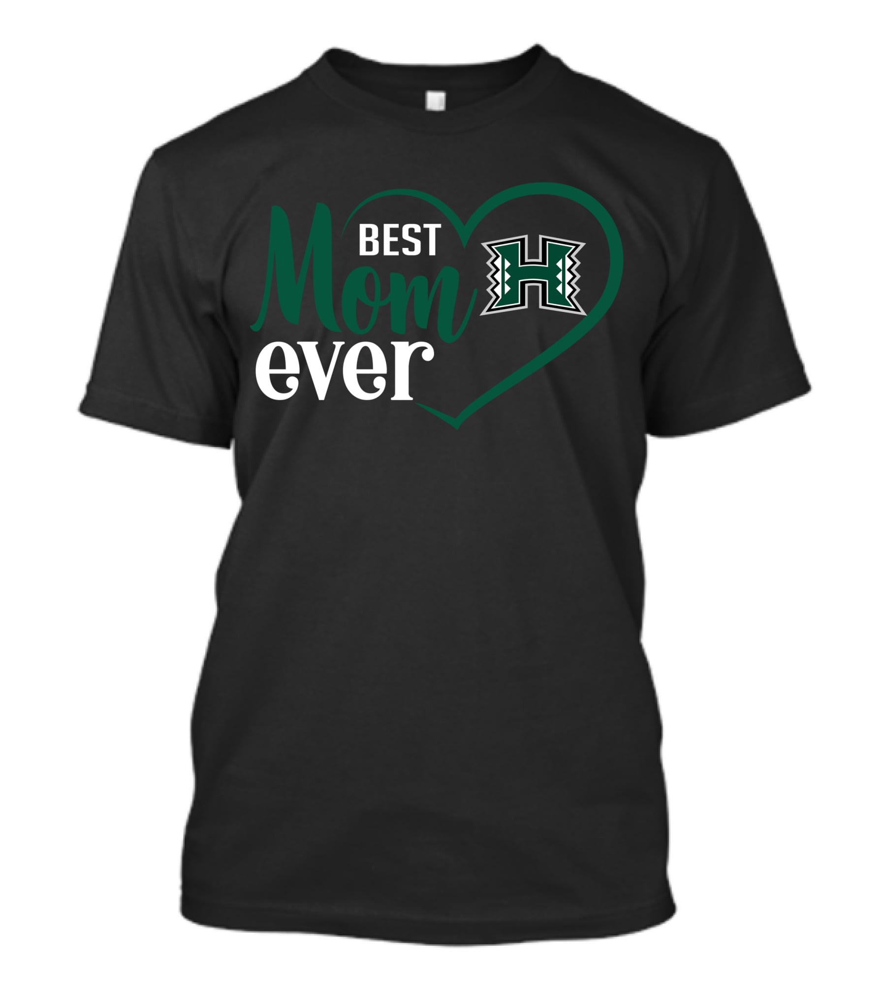 Best Mom Ever Hawai'i Rainbow Warriors Logo Heart T-Shirt