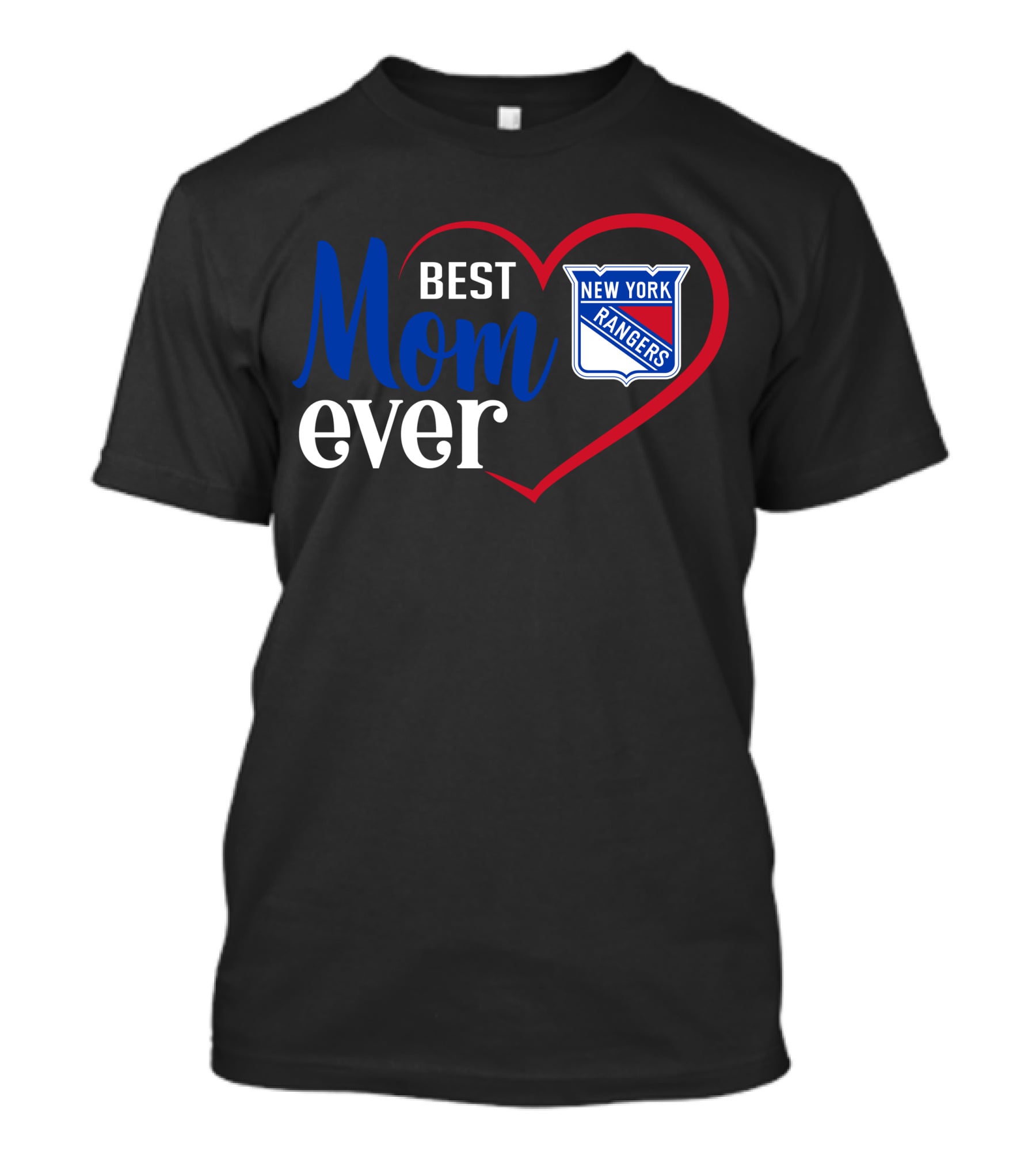 New York Rangers Best Mom Ever Heart Badge T-Shirt