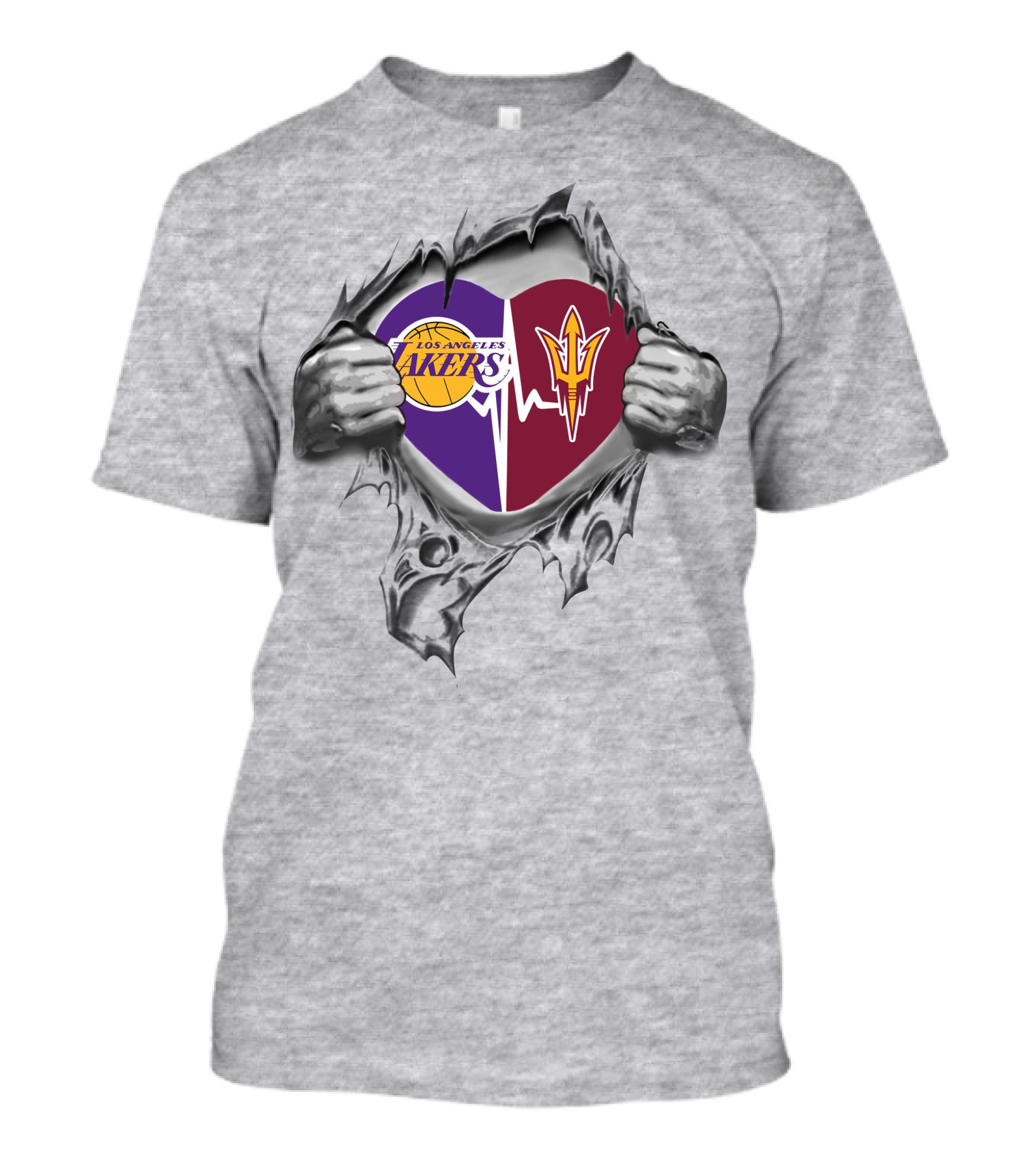 Los Angeles Lakers Arizona State Sun Devils Heart Logo Combination T-Shirt