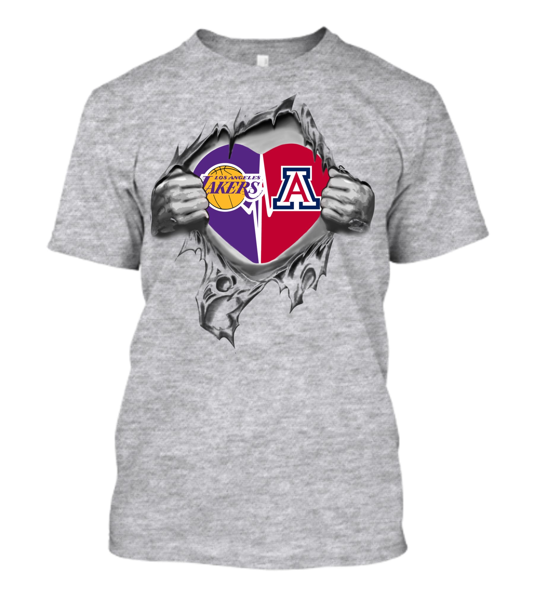 Los Angeles Lakers Arizona Wildcats Heart Fusion T-Shirt