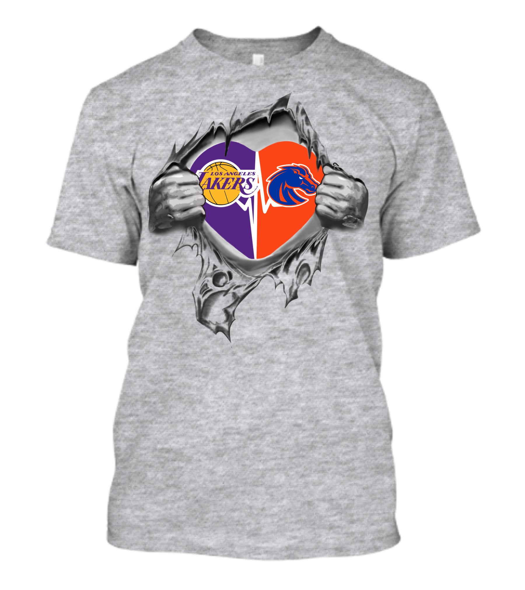 Los Angeles Lakers Boise State Broncos Heart T-Shirt